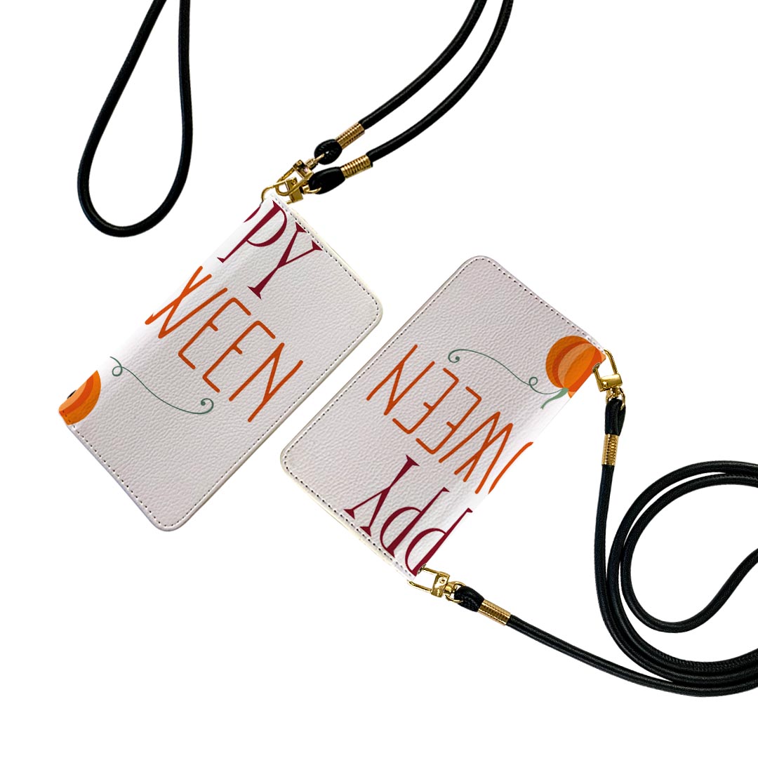 OPPO A54 5G 対応 OPG02 ストラップ付き oppoa54 ケース ショルダー スマホ 落下防止 手帳型 マグネット式 ピタッと閉まる スマホカバー 肩掛け 斜めかけ 017464 ハロウィン　かわいい　 かぼちゃ　パンプキン　英字(2.0)