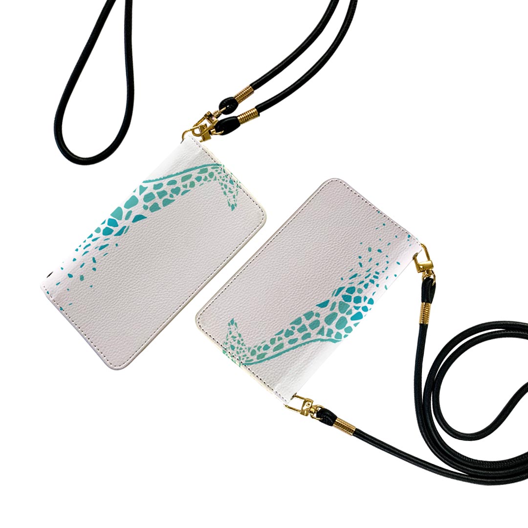 AQUOS sense6 SH-54B SHG05 ストラップ付き sh54b ケース ショルダー スマホ 落下防止 手帳型 マグネット式 ピタッと閉まる スマホカバー 肩掛け 斜めかけ 017524 アニマル　 キリン　だまし絵　麒麟