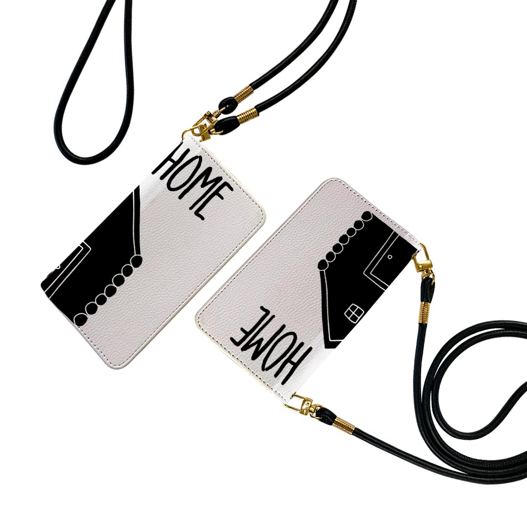 Xperia 5 II SO-52A エクスペリア so52a ストラップ付き ケース ショルダー スマホ 落下防止 手帳型 マグネット式 ピタッと閉まる スマホカバー 肩掛け 斜めかけ 017526 メッセージ stay home 家(2)