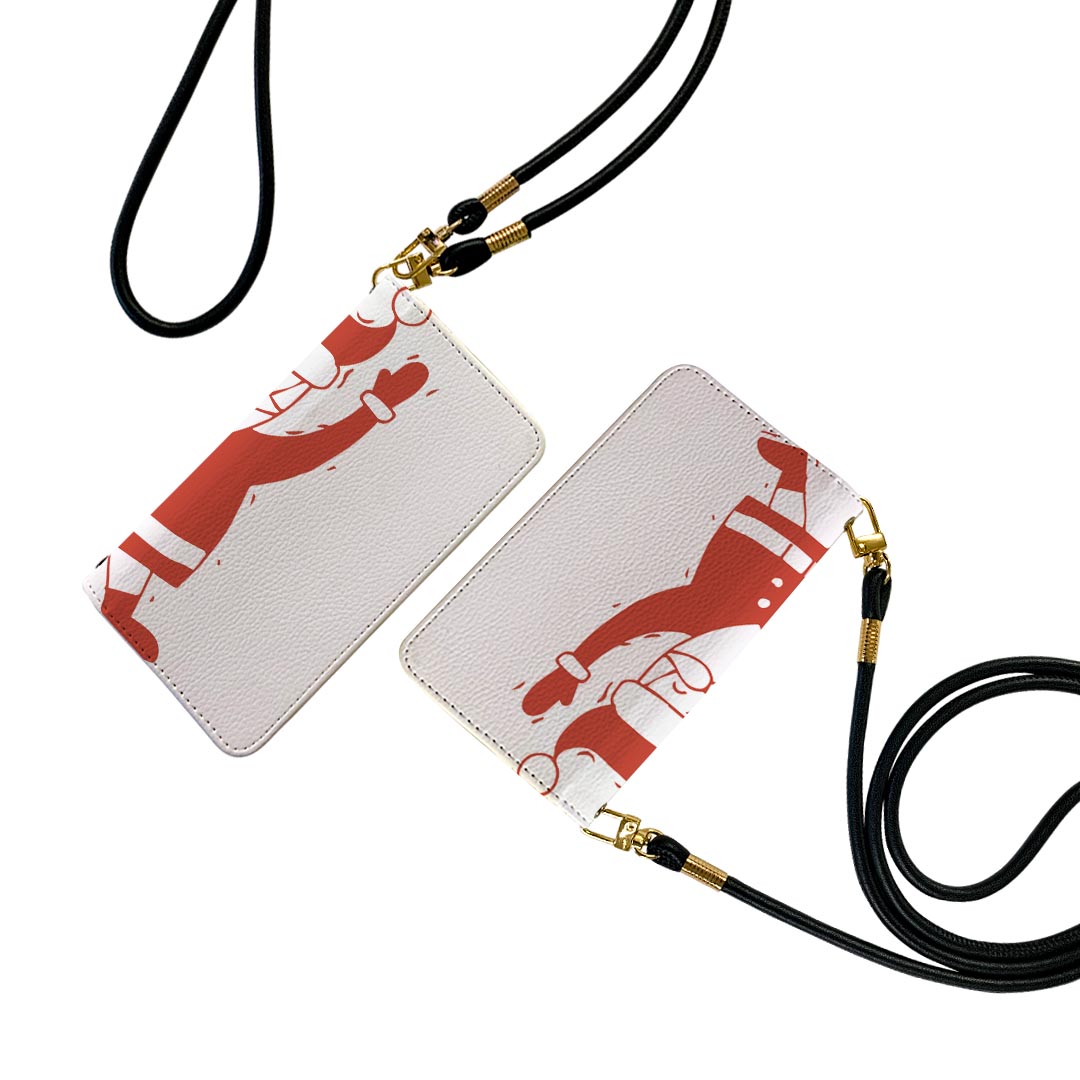 iPhone13 6.1インチ 専用 各キャリア ストラップ付き iphone 13 ケース ショルダー スマホ 落下防止 手帳型 マグネット式 ピタッと閉まる スマホカバー 肩掛け 斜めかけ 017668 クリスマス サンタ 赤 クリスマス