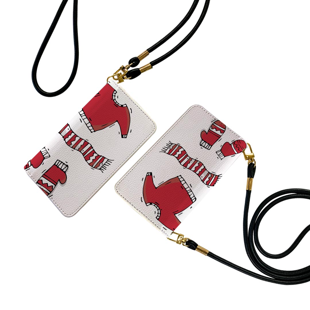 Xperia 5 III エクスペリア SO-53B SOG05 ストラップ付き so53b ケース ショルダー スマホ 落下防止 手帳型 マグネット式 ピタッと閉まる スマホカバー 肩掛け 斜めかけ 017682 クリスマス サンタさんの服 かわいい 赤