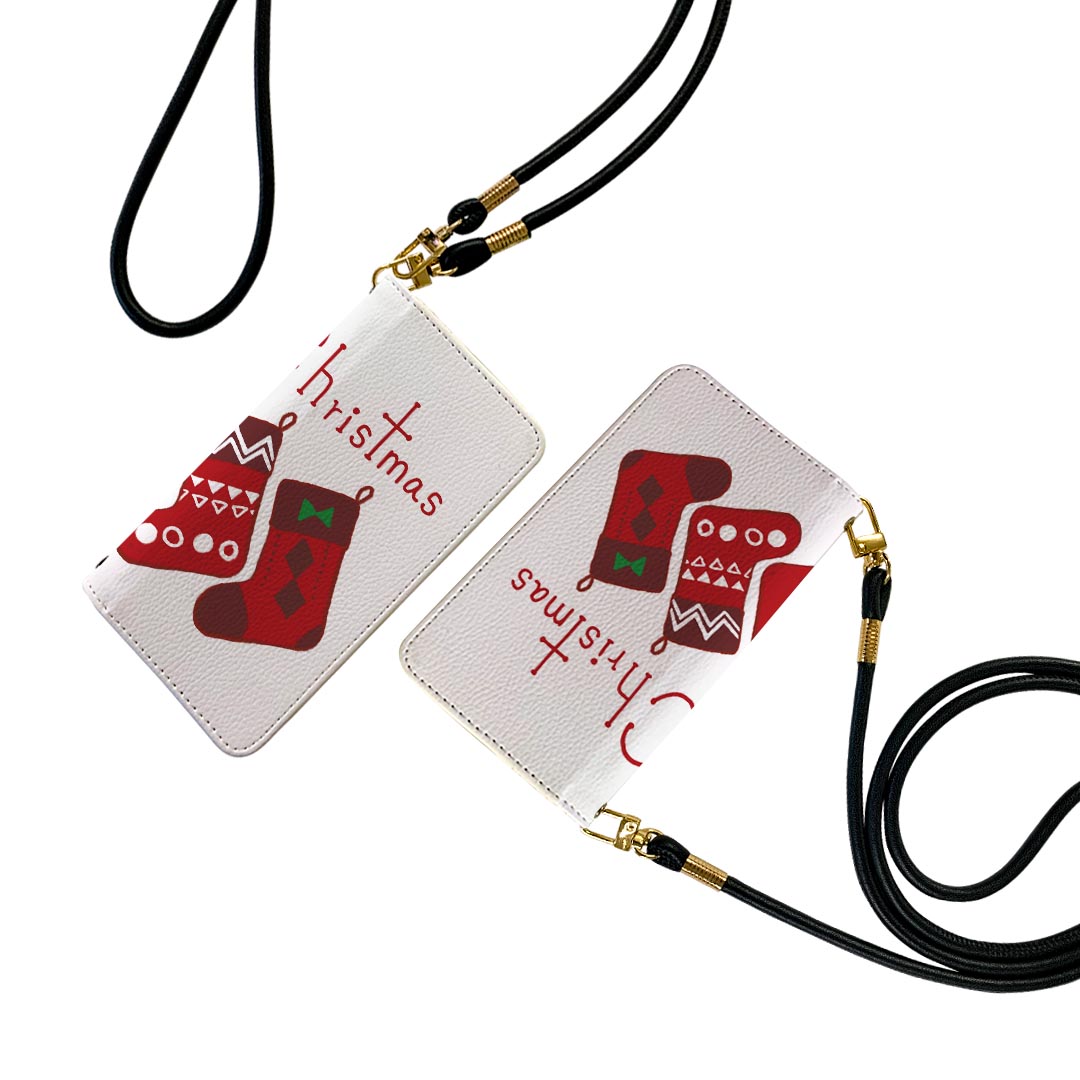 Galaxy A20 SC-02M ギャラクシー sc02m ストラップ付き ケース ショルダー スマホ 落下防止 手帳型 マグネット式 ピタッと閉まる スマホカバー 肩掛け 斜めかけ 017776 クリスマス 靴下　クリスマス　かわいい