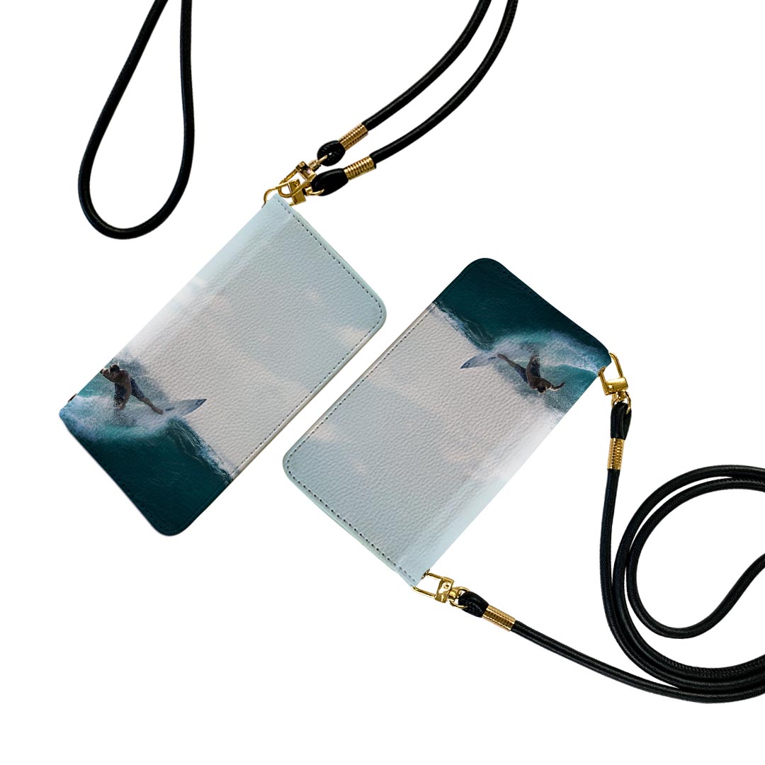 iPhone15promax 6.7インチ 専用 各キャリア iPhone15 Pro Max プロマックス 共通対応 ケース ショルダー スマホ 落下防止 手帳型 マグネット式 ピタッと閉まる スマホカバー 肩掛け 斜めかけ 018353 サーフィン 海 写真