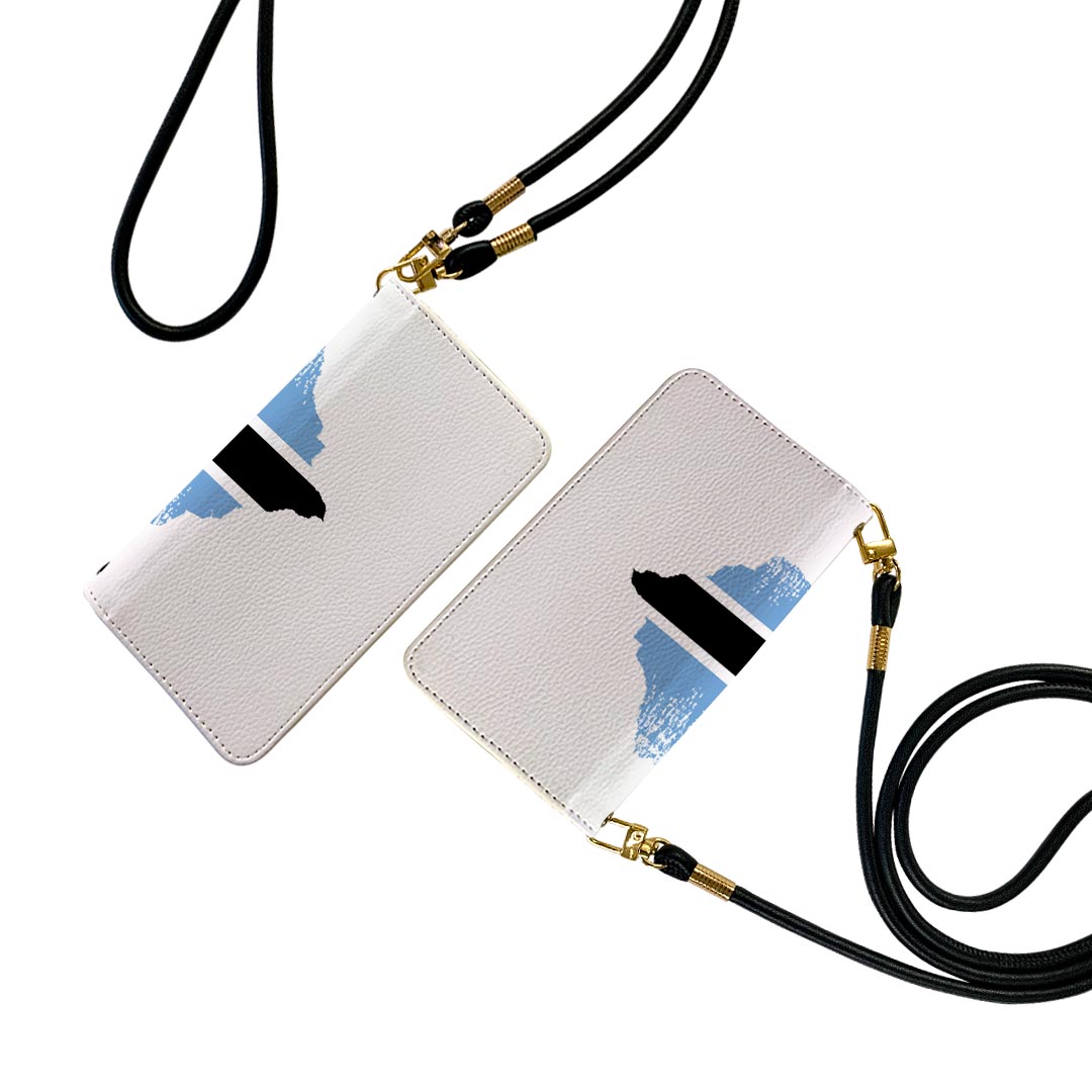 AQUOS sense8 SH-54D / SHG11 共通対応 アクオスセンス8 ストラップ付き sh54d ケース ショルダー スマホ 落下防止 手帳型 マグネット式 ピタッと閉まる スマホカバー 肩掛け 斜めかけ 018781 国旗 bostwana ボツワナ