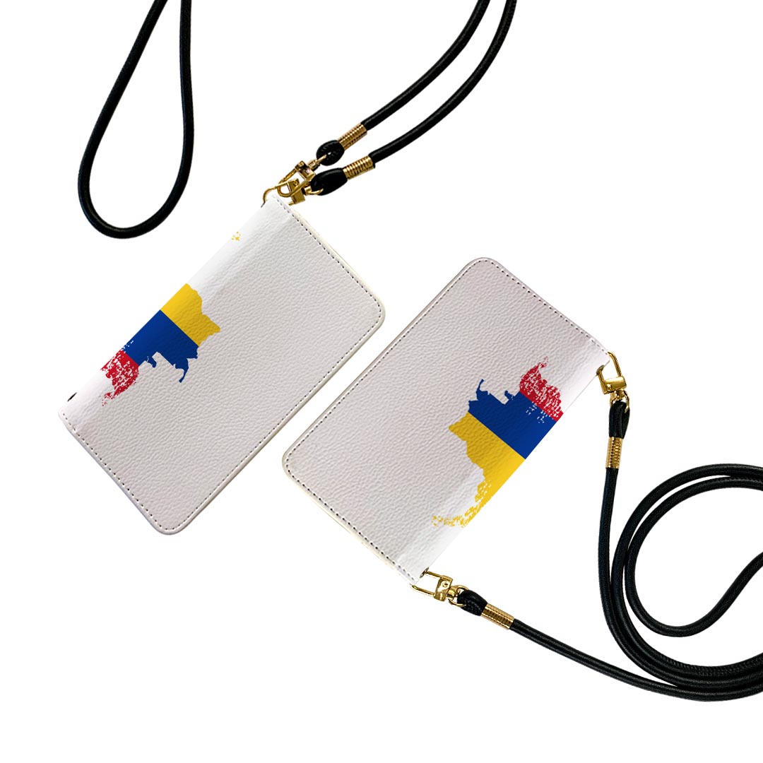 AQUOS sense SH-01K アクオスセンス ストラップ付き sh01k ケース ショルダー スマホ 落下防止 手帳型 マグネット式 ピタッと閉まる スマホカバー 肩掛け 斜めかけ 018799 国旗 colombia コロンビア