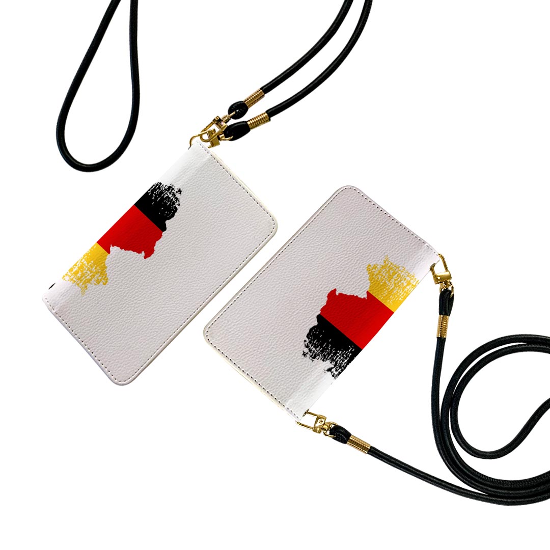 らくらくスマートフォン me F-01L ストラップ付き f01l ケース ショルダー スマホ 落下防止 手帳型 マグネット式 ピタッと閉まる スマホカバー 肩掛け 斜めかけ 018833 国旗 germany ドイツ