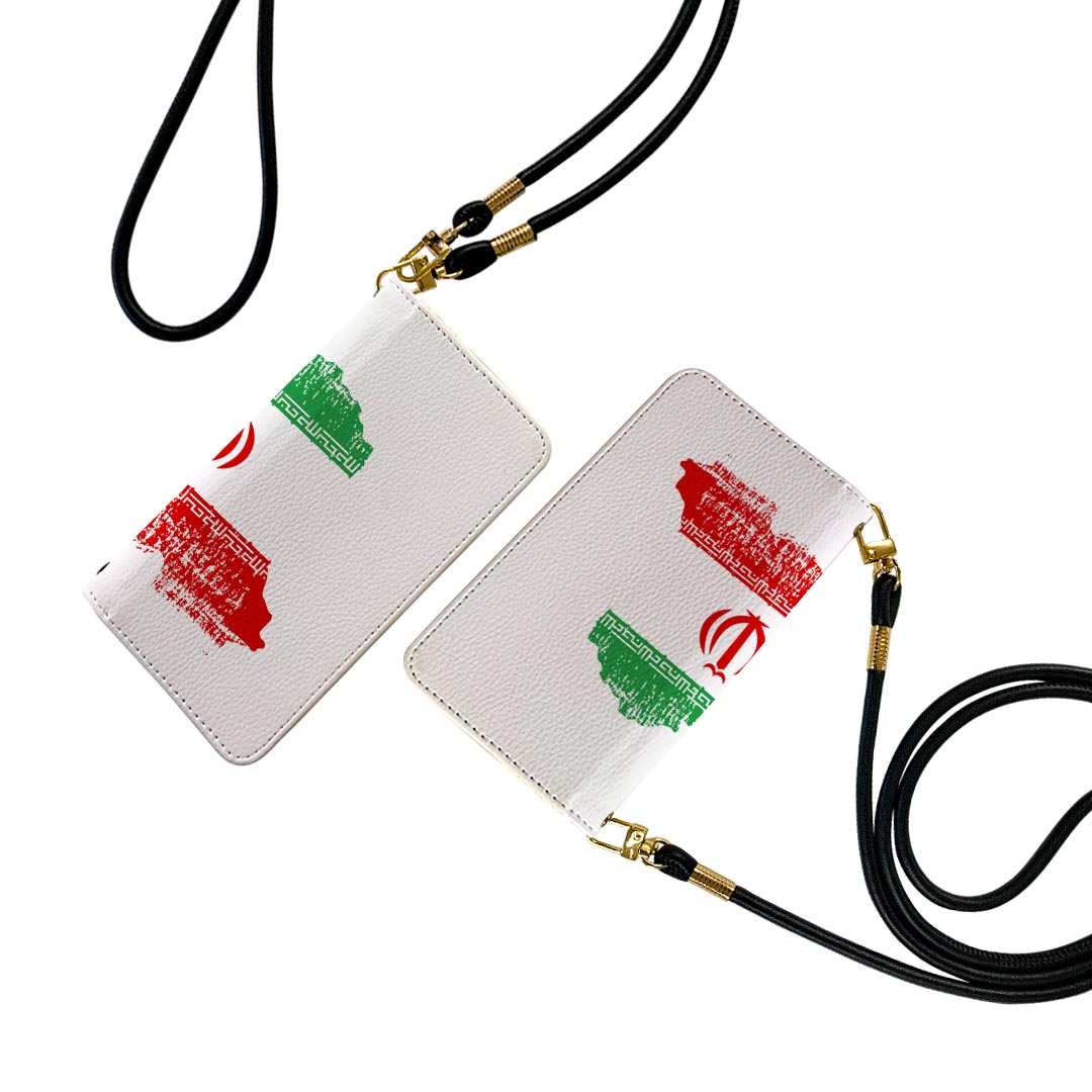 Disney Mobile on docomo DM-01K ストラップ付き dm01k ケース ショルダー スマホ 落下防止 手帳型 マグネット式 ピタッと閉まる スマホカバー 肩掛け 斜めかけ 018852 国旗 iran イラン