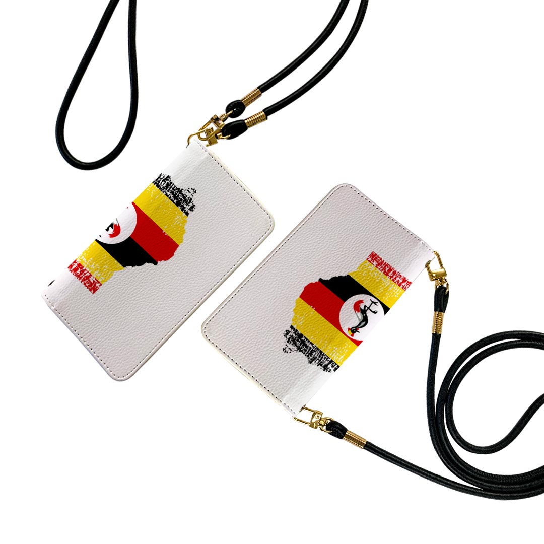 GRATINA KYV48 ストラップ付き ケース ショルダー スマホ 落下防止 手帳型 マグネット式 ピタッと閉まる スマホカバー 肩掛け 斜めかけ 018974 国旗 uganda ウガンダ