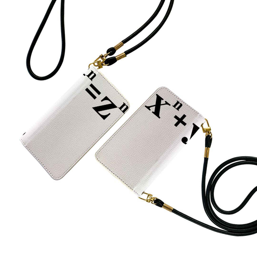 SH-04H AQUOS ZETA アクオスフォン ゼータ sh04h ストラップ付き ケース ショルダー スマホ 落下防止 手帳型 マグネット式 ピタッと閉まる スマホカバー 肩掛け 斜めかけ 019000 イラスト フェルマー 定理 数式