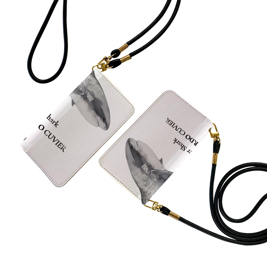 シンプルスマホ3 509SH ストラップ付き ケース ショルダー スマホ 落下防止 手帳型 マグネット式 ピタッと閉まる スマホカバー 肩掛け 斜めかけ 019745 デザイン 海の生物 イタチザメ tiger shark