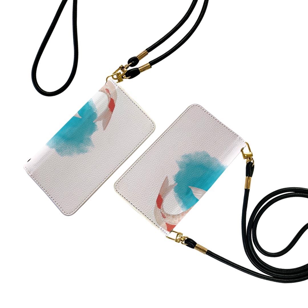 Galaxy A32 SCG08 対応 ギャラクシー ストラップ付き scg08 ケース ショルダー スマホ 落下防止 手帳型 マグネット式 ピタッと閉まる スマホカバー 肩掛け 斜めかけ 019754 デザイン 金魚 Goldfish 魚