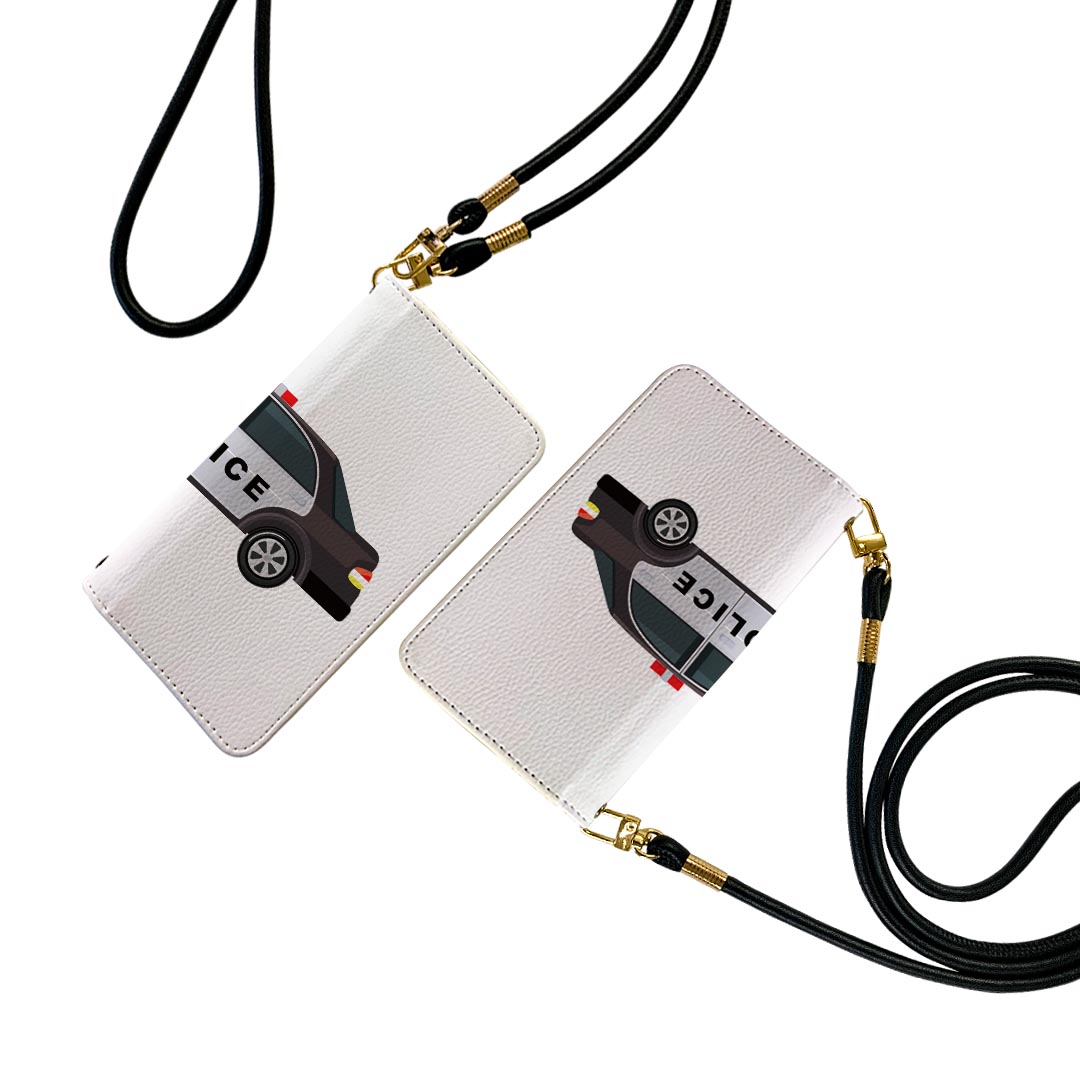 iPhone XS Max iPhone 10S Max アイフォーン iphonexsmax ストラップ付き ケース ショルダー スマホ 落下防止 手帳型 マグネット式 ピタッと閉まる スマホカバー 肩掛け 斜めかけ 019973 乗り物 アメリカ パトカー