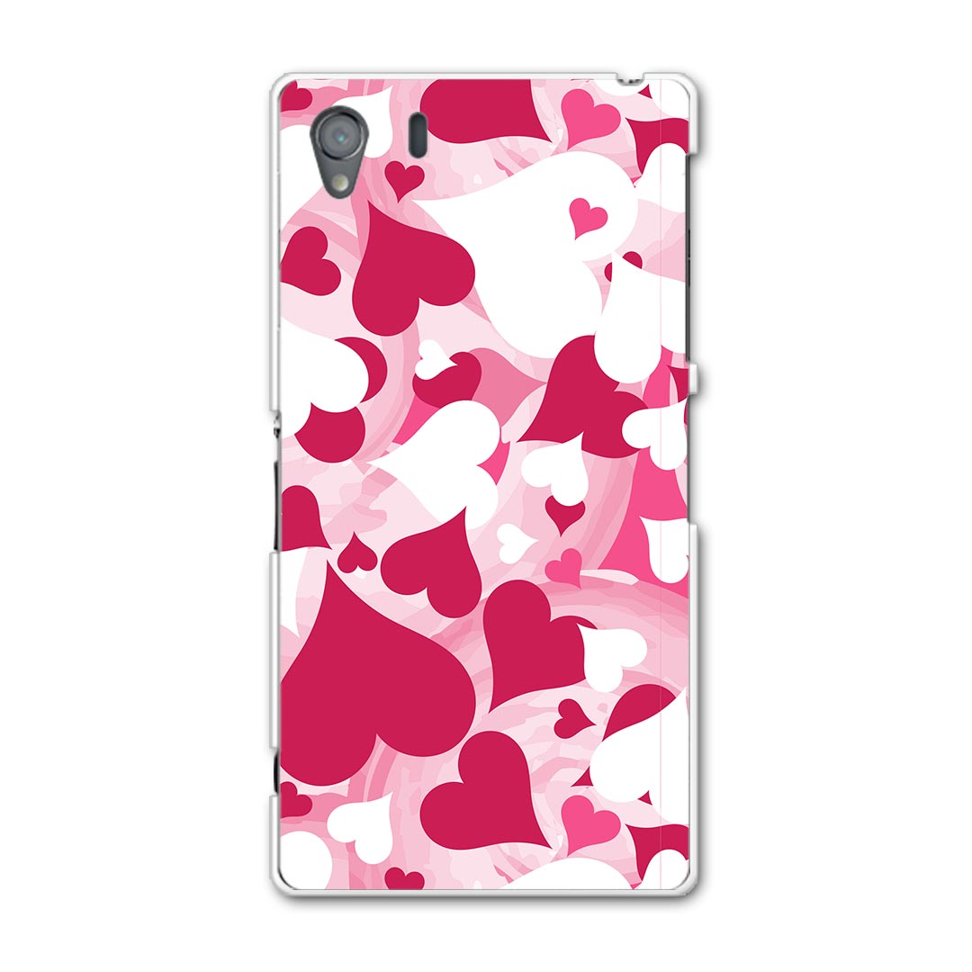 SO-01F XPERIA Z1 エクスペリア so01f docomo ドコモ スマホ カバー ケース スマホケース スマホカバー TPU ソフトケース ハート　模様　ピンク ラブリー 004462