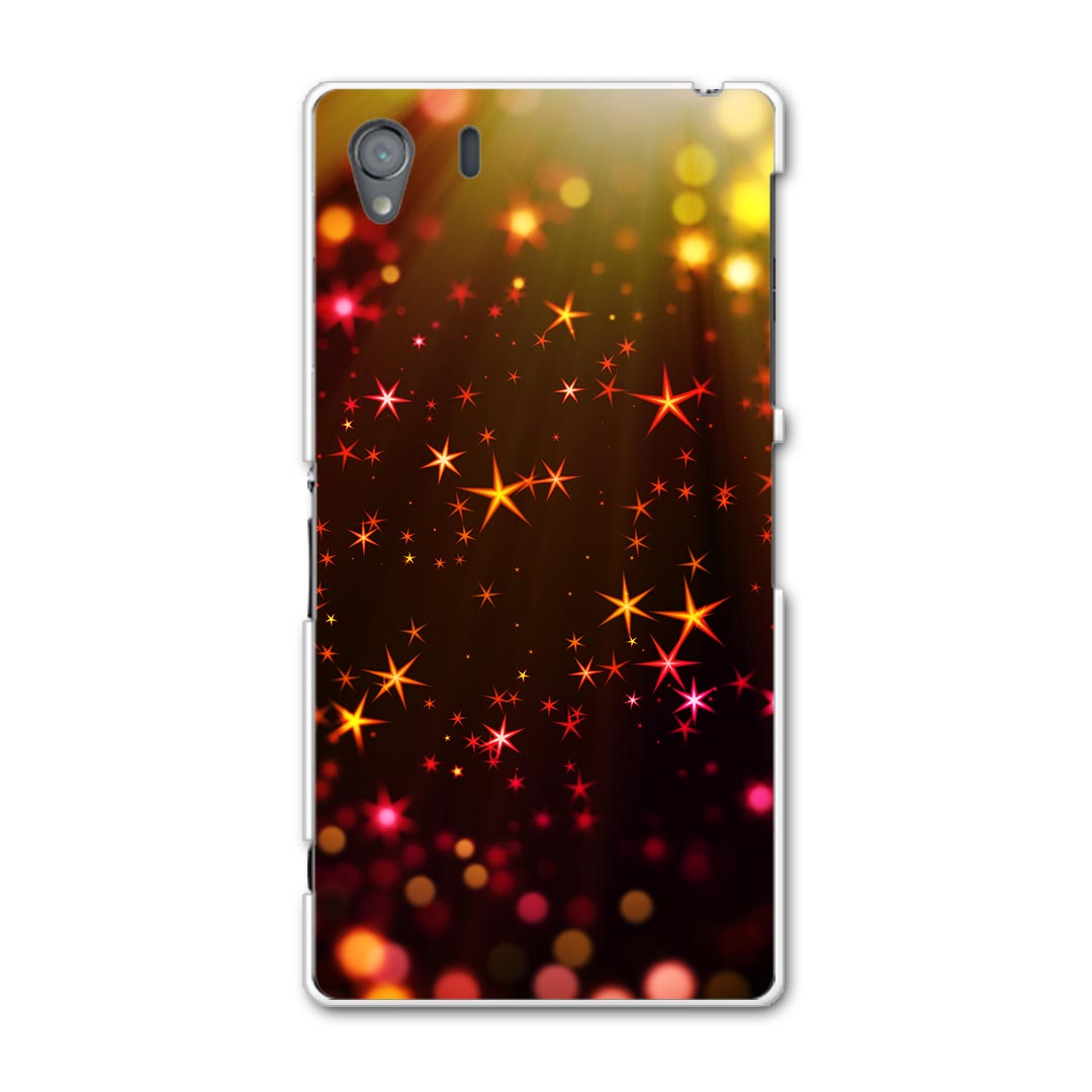 SO-01F XPERIA Z1 エクスペリア z1 so01f docomo ドコモ カバー ケース スマホケース スマホカバー PC ハードケース 黒 ブラック 星 スター きらきら クール 008679