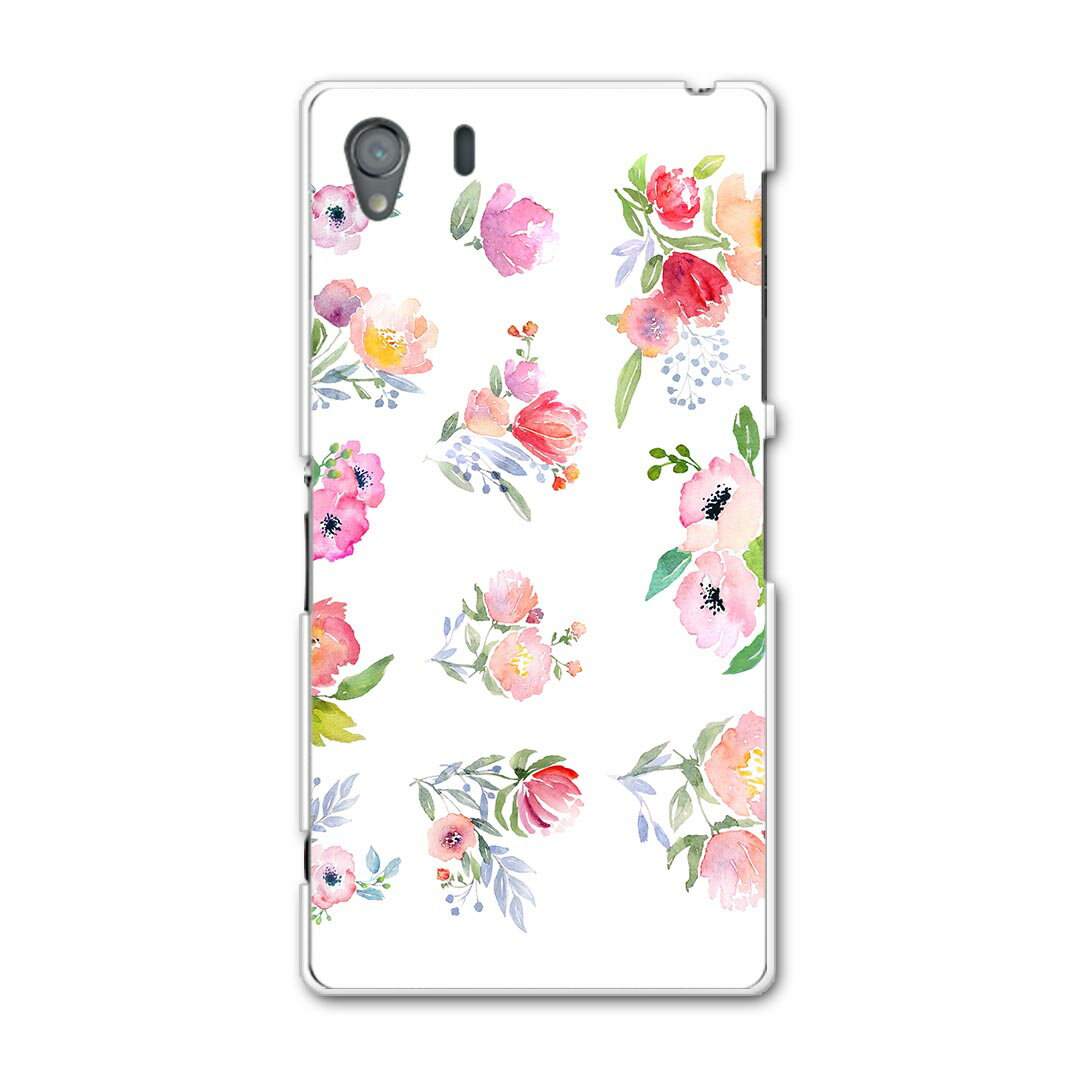 SO-01F XPERIA Z1 エクスペリア z1 so01f docomo ドコモ カバー ケース スマホケース スマホカバー PC ハードケース フラワー 水彩 イラスト 009707
