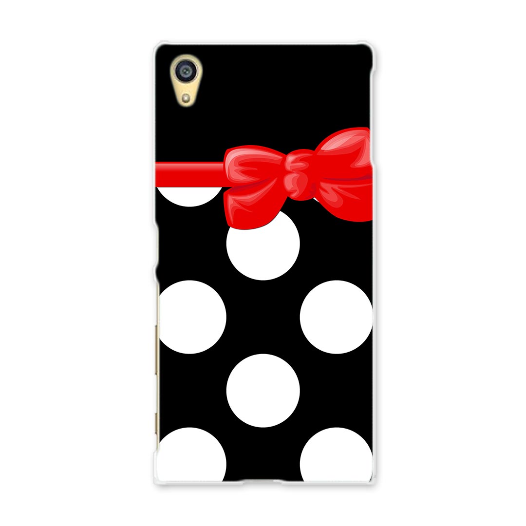 501SO Xperia Z5 エクスペリア softbank ソフトバンク スマホ カバー スマホケース ハード pc ケース ハードケース リボン　水玉　黒 チェック・ボーダー 002346