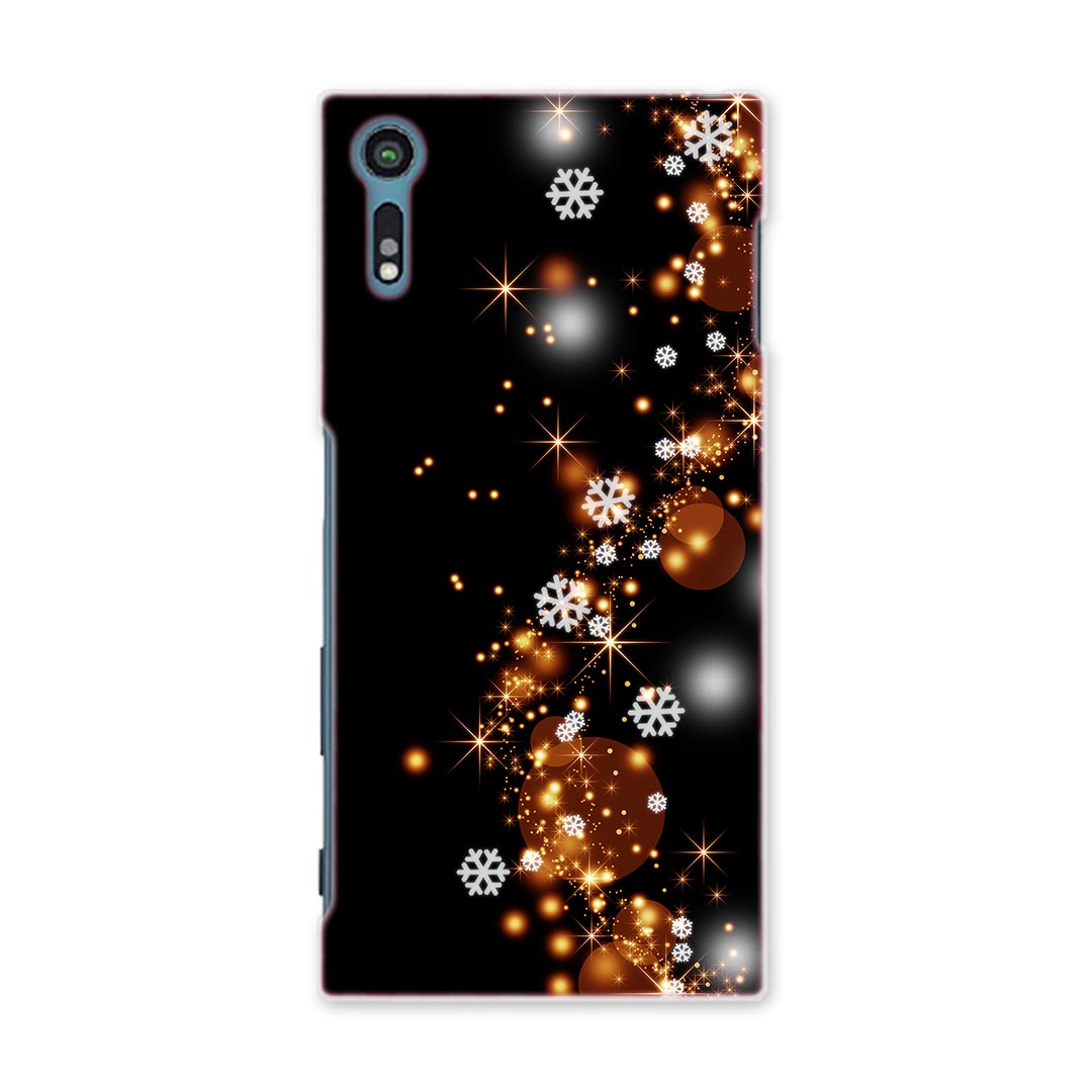 Mobile Phone Cases - SO-01J Xperia XZ エクスペリア　XZ so01j docomo ドコモ スマホ カバー スマホケース スマホカバー PC ハードケース 雪の結晶　キラキラ　黒 ラグジュアリー 000036