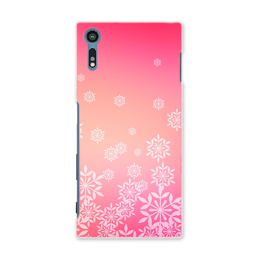 SO-01J Xperia XZ エクスペリア　XZ so01j docomo ドコモ スマホ カバー スマホケース スマホカバー PC ハードケース 雪　結晶　ピンク フラワー 002353