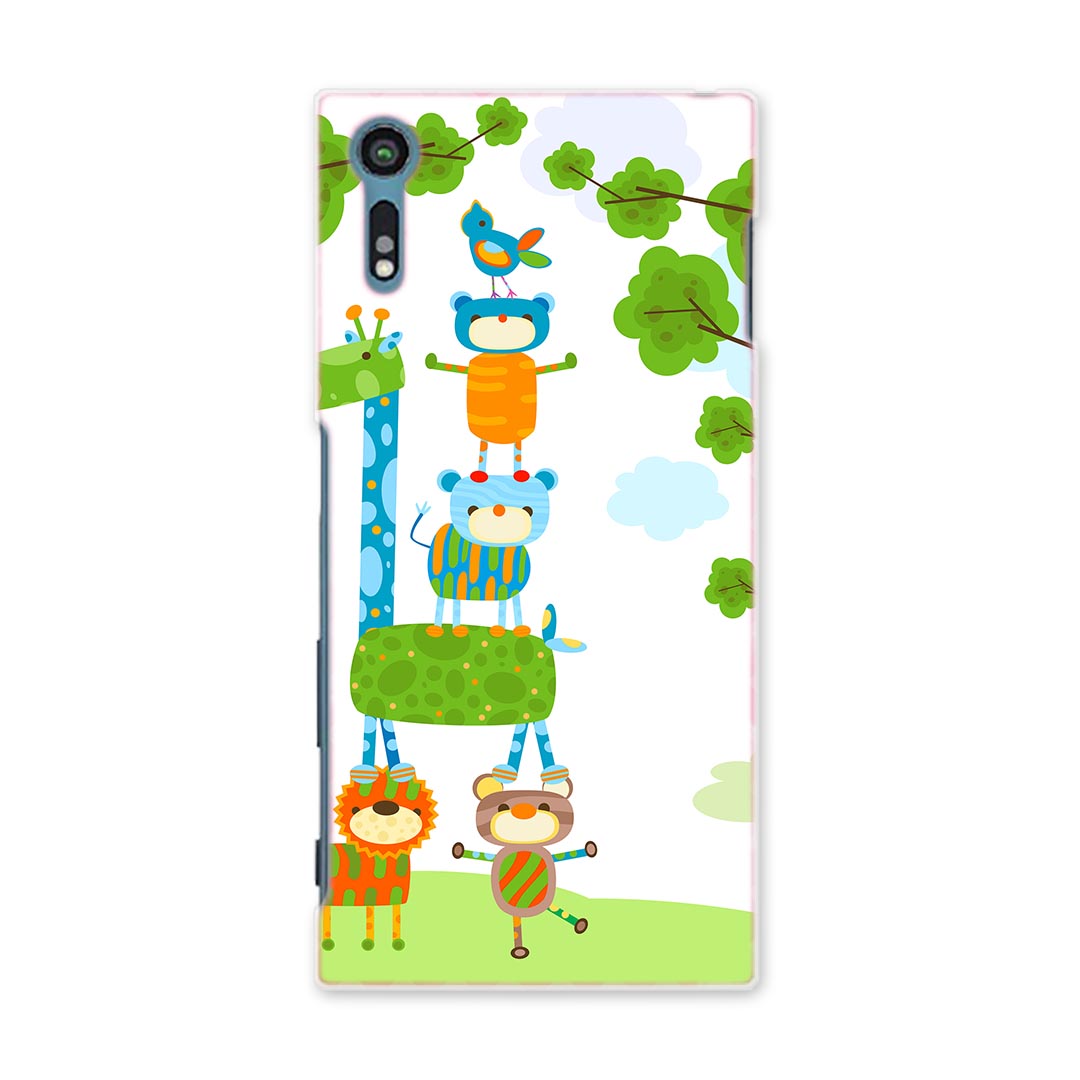 SO-03J Xperia XZs エクスペリア XZs so03j スマホ カバー スマホケース ハード pc ケース ハードケース 動物 緑 イラスト ラブリー 005276