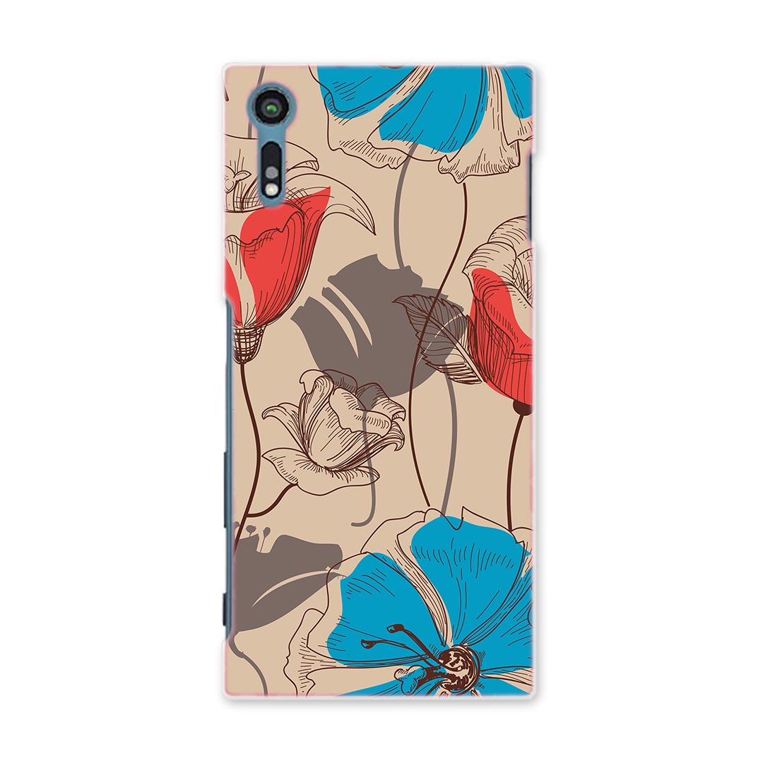 601SO Xperia XZ エクスペリア　XZ softbank ソフトバンク スマホ カバー スマホケース ハード pc ケース ハードケース 花　モダン　赤　青 フラワー 005284