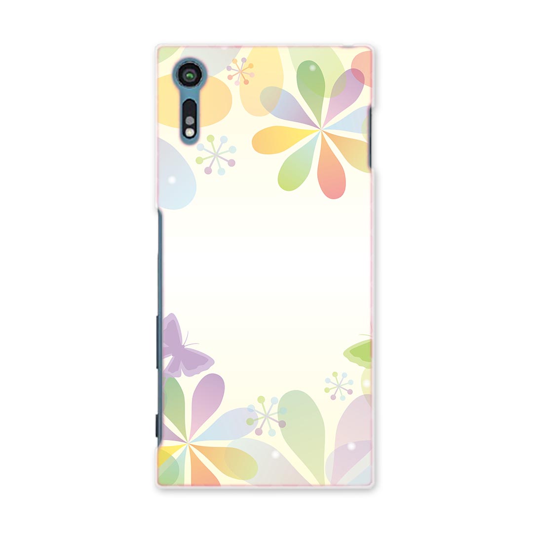 乐天商城 - SOV35 Xperia XZs エクスペリア XZs au エーユー スマホ カバー ケース スマホケース スマホカバー TPU ソフトケース 蝶 花 シンプル ラブリー 005333