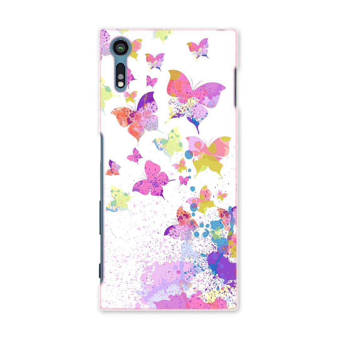SOV35 Xperia XZs エクスペリア XZs au エーユー スマホ カバー ケース スマホケース スマホカバー TPU ソフトケース カラフル 蝶 模様 ユニーク 007758
