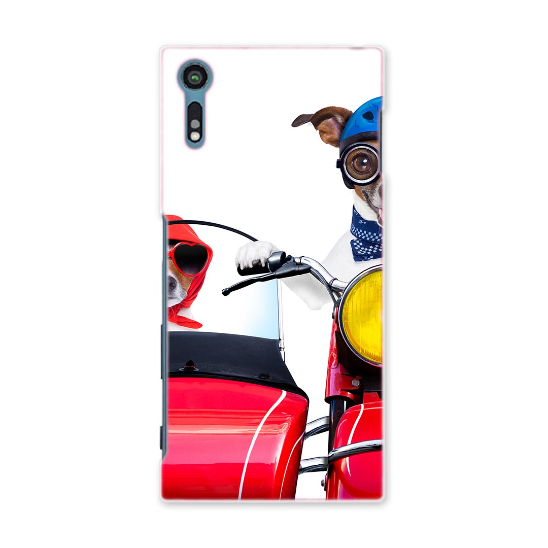 602SO Xperia XZs エクスペリア XZs softbank ソフトバンク スマホ カバー スマホケース ハード pc ケース ハードケース 写真 犬 バイク 赤 レッド ユニーク アニマル 008126