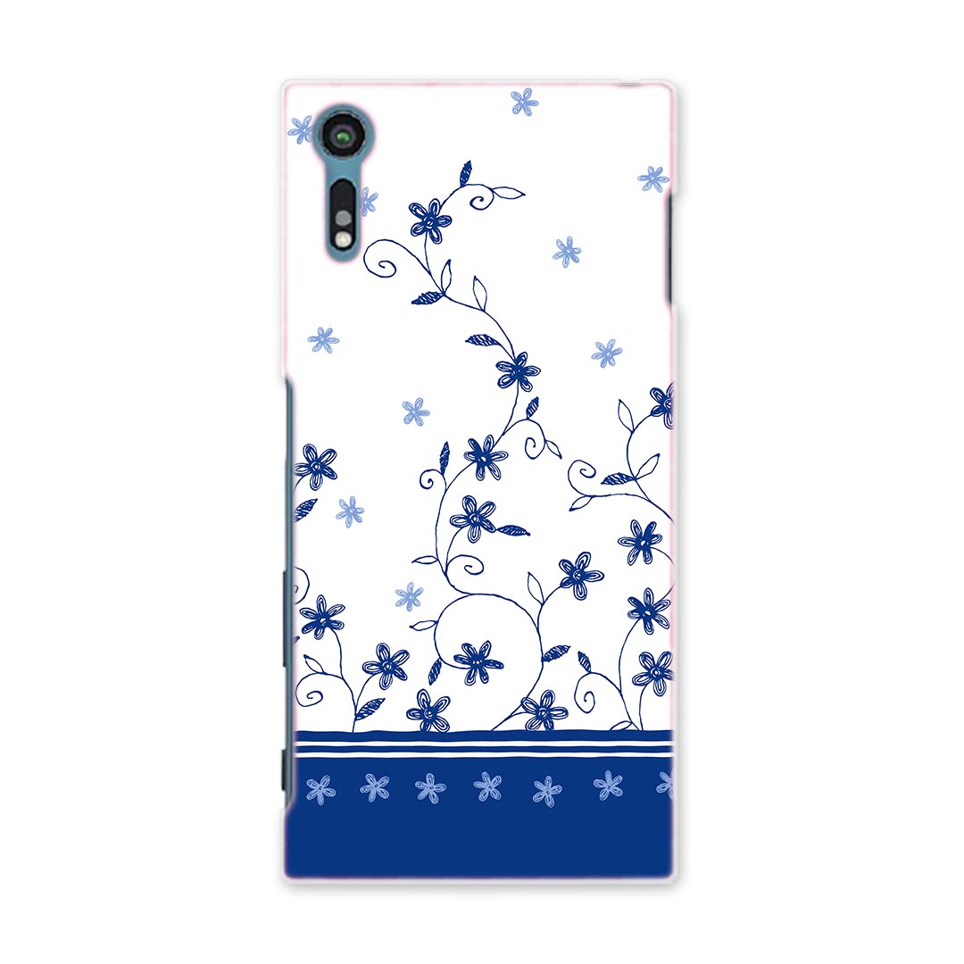 SO-01J Xperia XZ エクスペリア XZ so01j docomo ドコモ スマホ カバー スマホケース スマホカバー PC ハードケース 青 ブルー 花 フラワー フラワー 008596