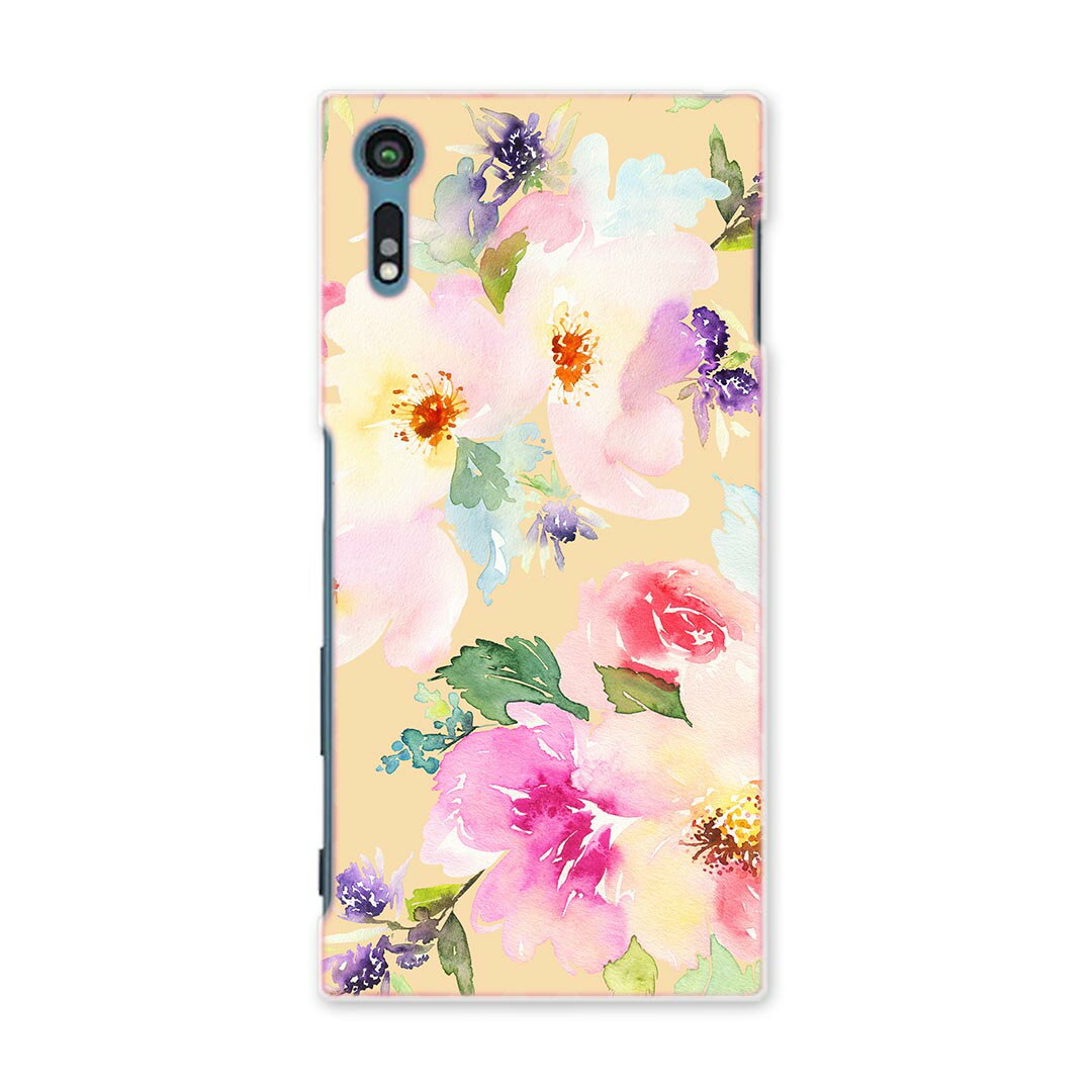 乐天商城 - SOV35 Xperia XZs エクスペリア XZs au エーユー スマホ カバー スマホケース ハード pc ケース ハードケース 花 かわいい パステル 012055