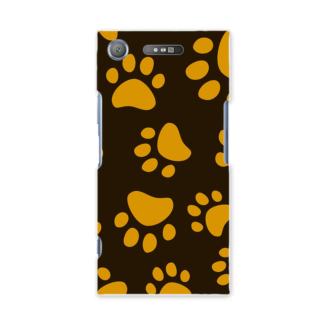 SOV36 XPERIA XZ1 エクスペリア XZ1 sov36 au エーユー スマホ カバー スマホケース スマホカバー PC ハードケース 000062 足跡 犬 模様