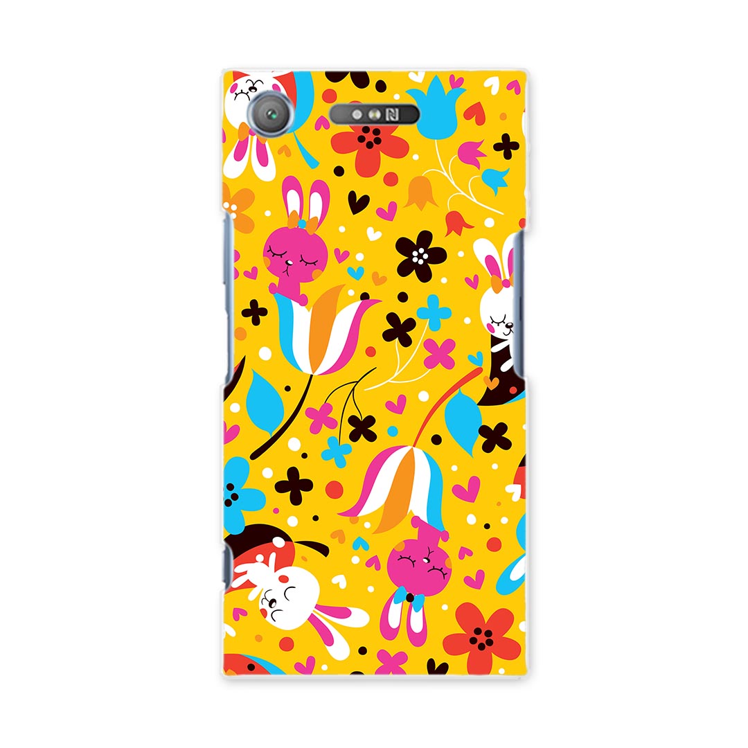 SOV36 XPERIA XZ1 エクスペリア XZ1 sov36 au エーユー スマホ カバー スマホケース スマホカバー PC ハードケース 008076 花 フラワー うさぎ 兎 キャラクター