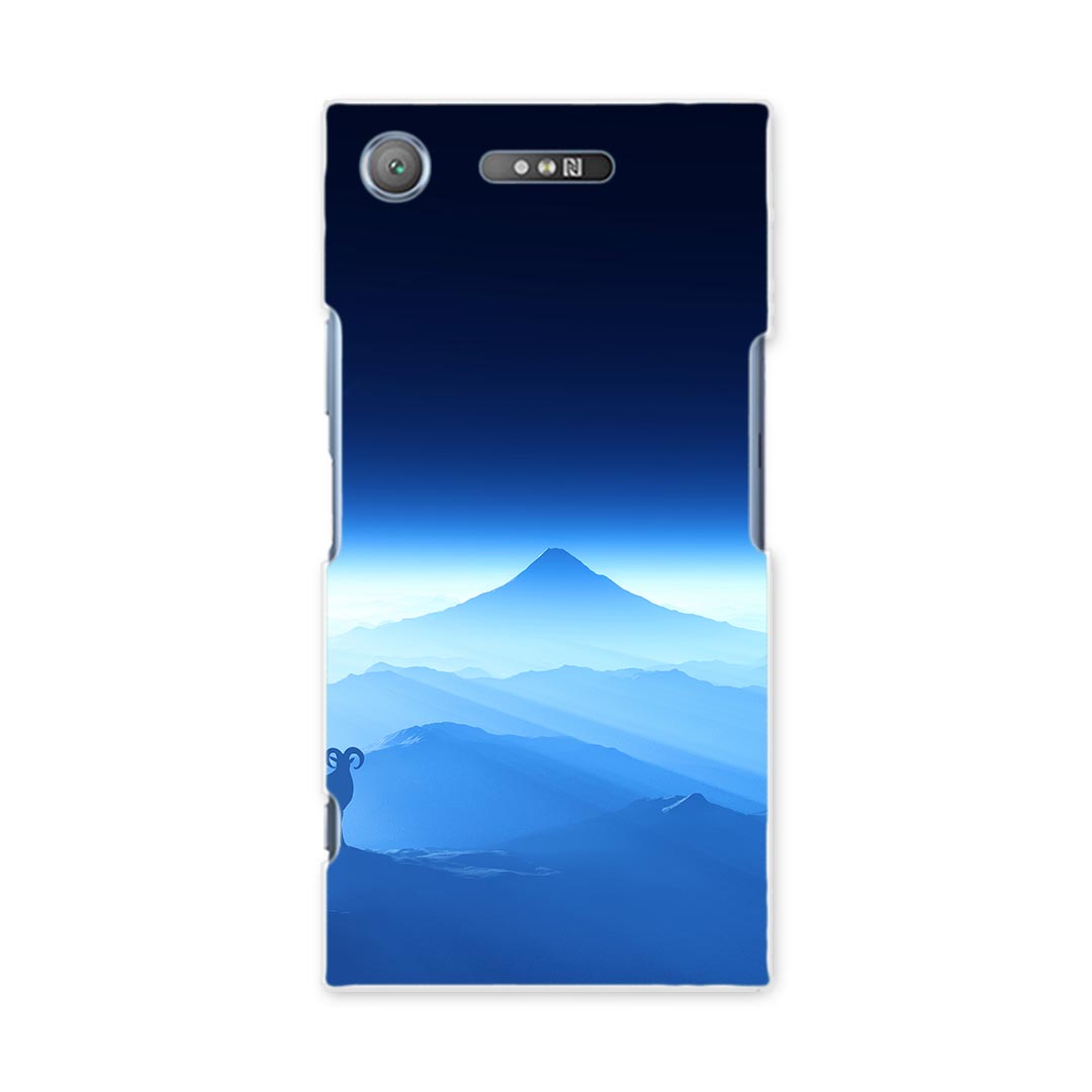SOV36 XPERIA XZ1 エクスペリア XZ1 sov36 au エーユー スマホ カバー スマホケース スマホカバー PC ハードケース 008459 風景 山 朝日 青 ブルー