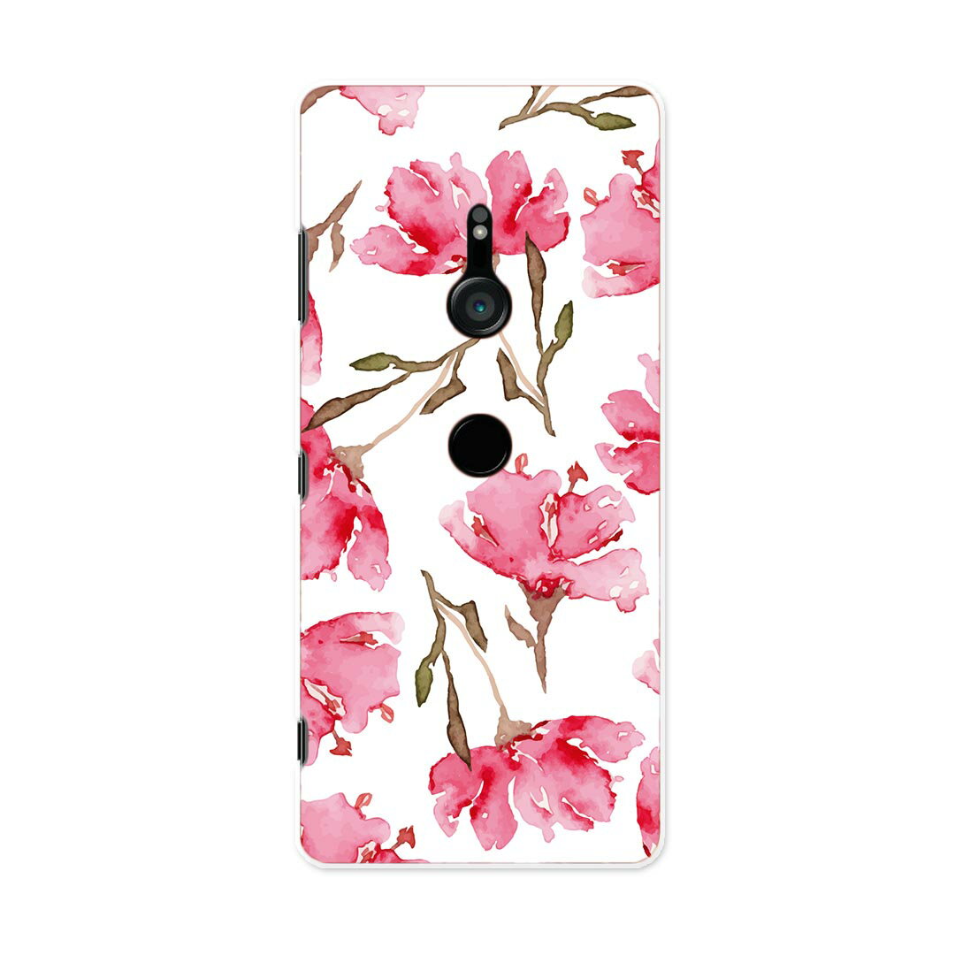 SO-01L Xperia XZ3 エクスペリア エックスゼットスリー so01l docomo ドコモ スマホ カバー ケース スマホケース スマホカバー PC ハードケース 011058 花 水彩 ピンク