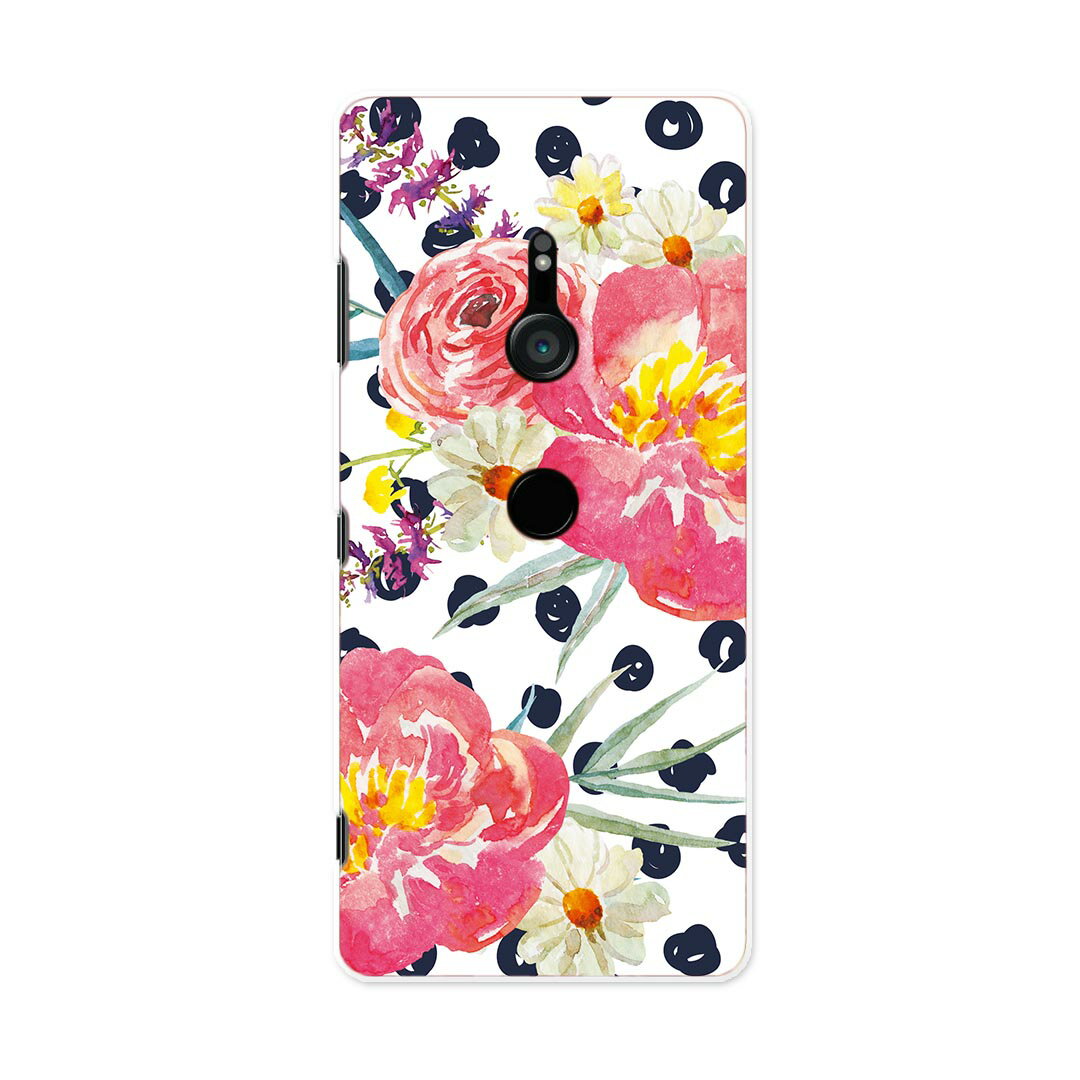 SOV39 Xperia XZ3 エクスペリア エックスゼットスリー sov39 au エーユー スマホ カバー スマホケース スマホカバー PC ハードケース 012163 花 ドット ピンク