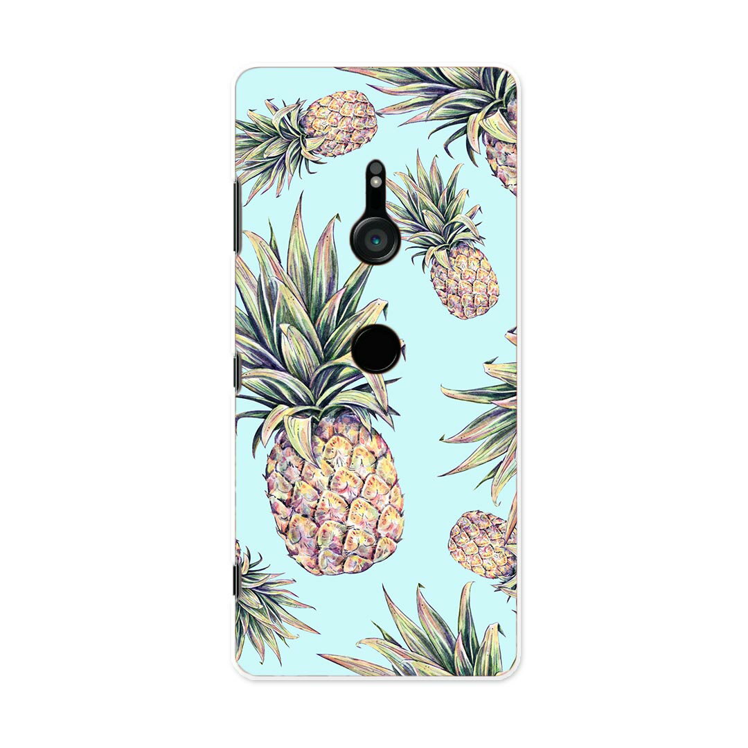 801SO Xperia XZ3 エクスペリア エックスゼットスリー 801so softbank スマホ カバー ケース スマホケース スマホカバー PC ハードケース 012297 パイナップル　水色　夏