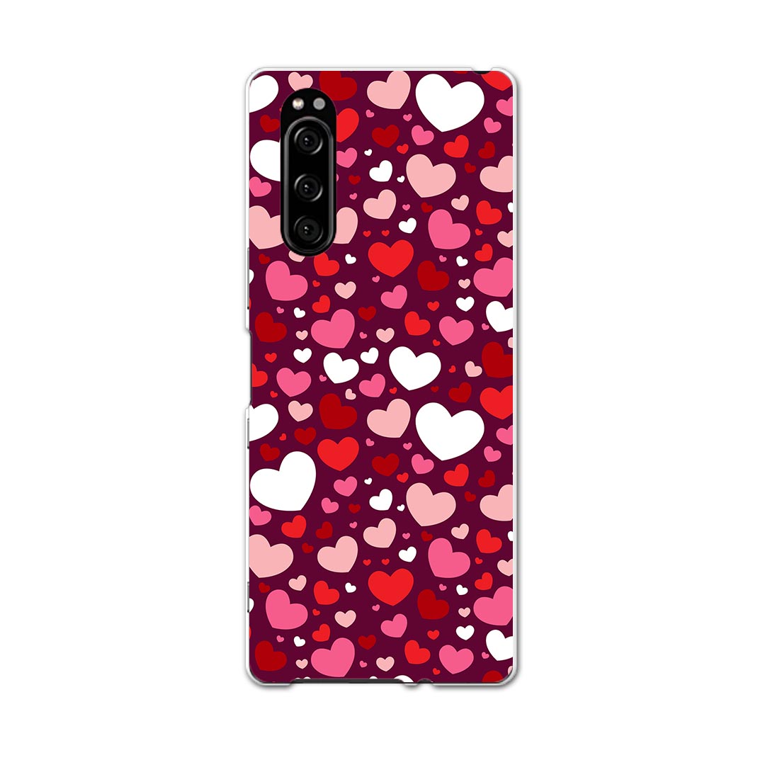 Mobile Phone - SO-01M Xperia 5 エクスペリア ファイブ so01m docomo ドコモ スマホ カバー 全機種対応 あり ケース スマホケース スマホカバー TPU ソフトケース 003416 ハート　模様　ピンク