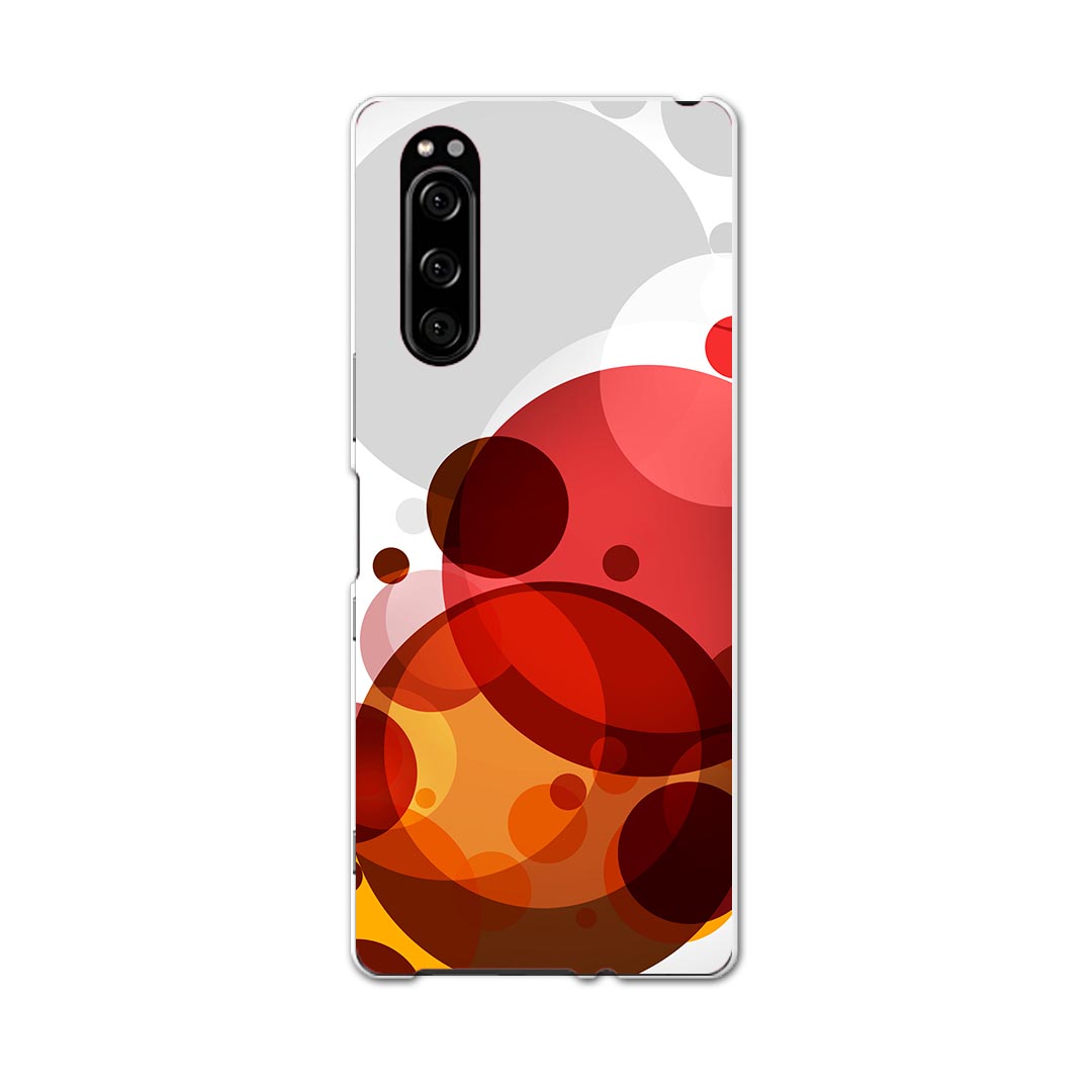 SO-01M Xperia 5 エクスペリア ファイブ so01m docomo ドコモ スマホ カバー 全機種対応 あり ケース スマホケース スマホカバー TPU ソフトケース 008638 丸　模様　赤　レッド　灰色
