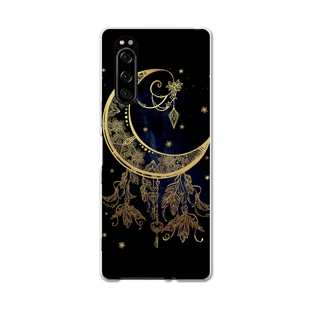 SO-01M Xperia 5 エクスペリア ファイブ so01m docomo ドコモ スマホ カバー 全機種対応 あり ケース スマホケース スマホカバー TPU ソフトケース 010249 月　フラワー　イラスト