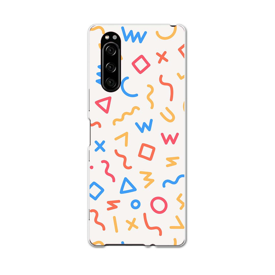 乐天商城 - SO-01M Xperia 5 エクスペリア ファイブ so01m docomo ドコモ スマホ カバー 全機種対応 あり ケース スマホケース スマホカバー TPU ソフトケース 011990 白　カラフル　模様