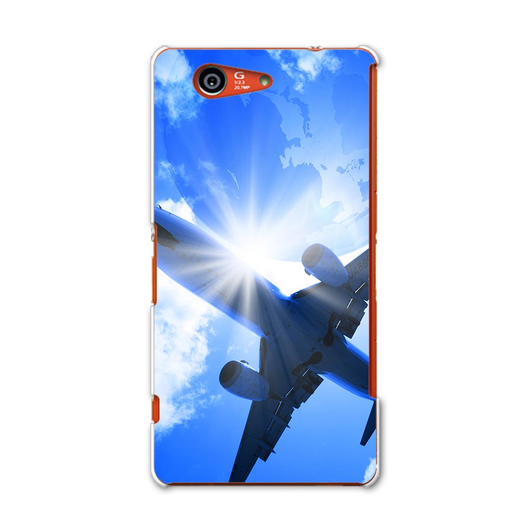 SO-02G Xperia Z3　compact エクスペリア so02g docomo ドコモ スマホ カバー ケース スマホケース スマホカバー TPU ソフトケース 飛行機　青空　地球 ユニーク 001574