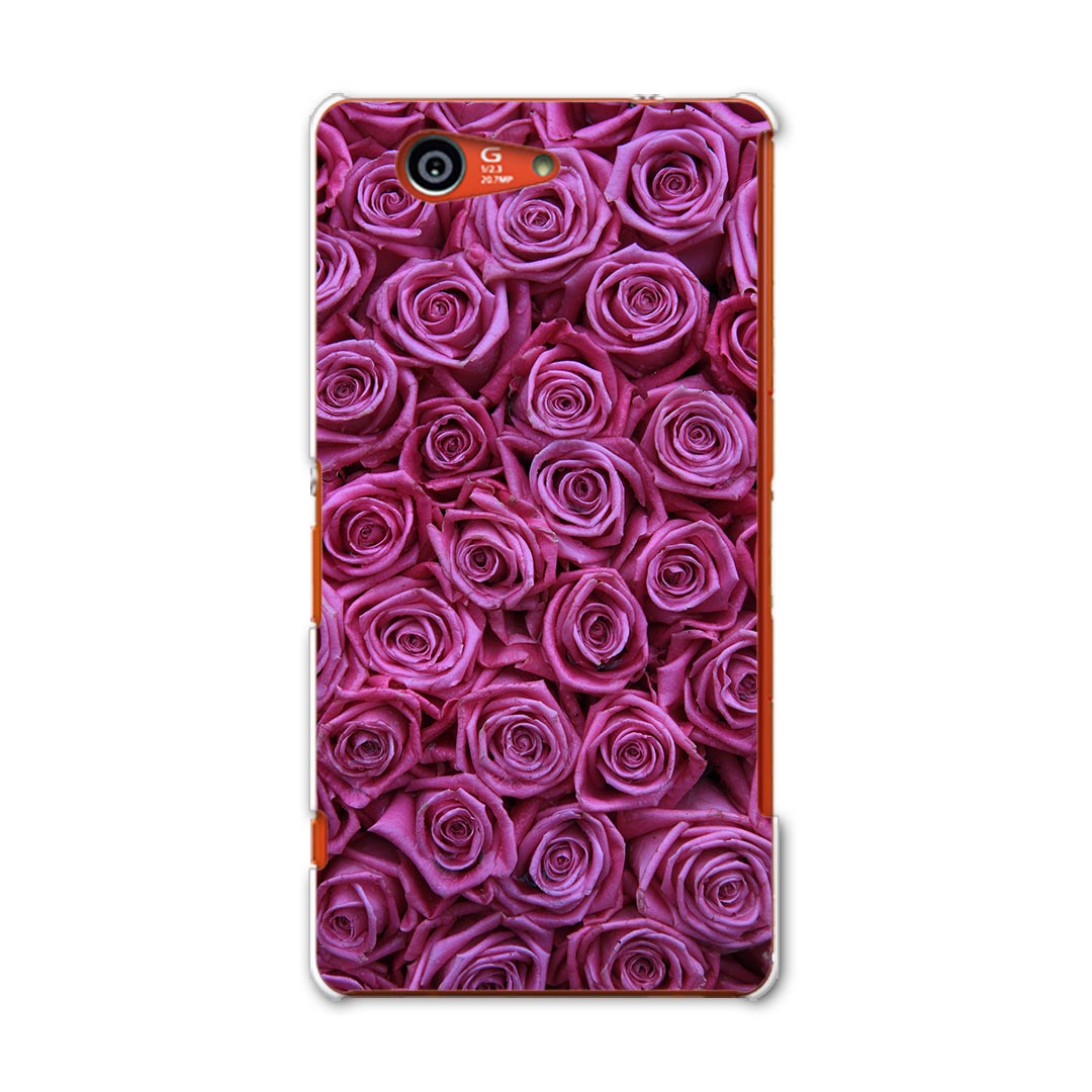 樂天商城 - SO-02G Xperia Z3　compact エクスペリア so02g docomo ドコモ スマホ カバー ケース スマホケース スマホカバー TPU ソフトケース 薔薇　紫　写真 フラワー 005129