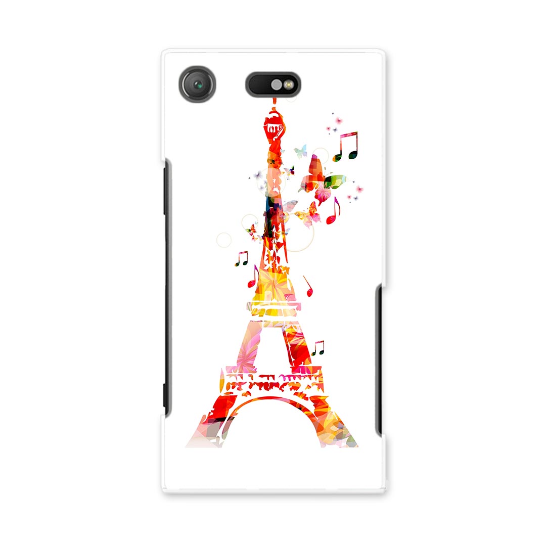 SO-02K XPERIA XZ1 Compact エクスペリア so02k docomo ドコモ スマホ カバー スマホケース スマホカバー PC ハードケース 建物 蝶 音符 ラブリー 006191