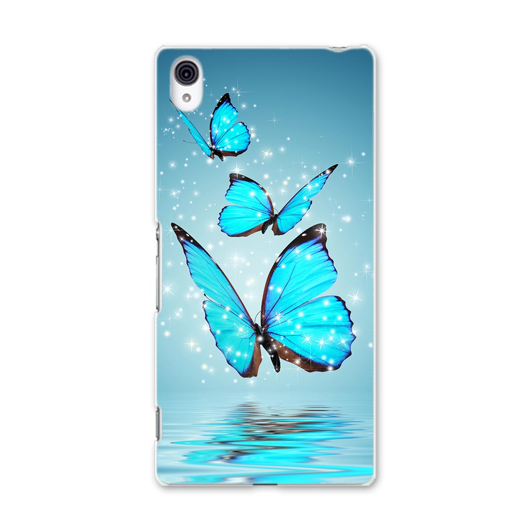 402SO Xperia Z4 エクスペリア softbank ソフトバンク スマホ カバー スマホケース ハード pc ケース ハードケース 蝶　青　写真 アニマル 002820