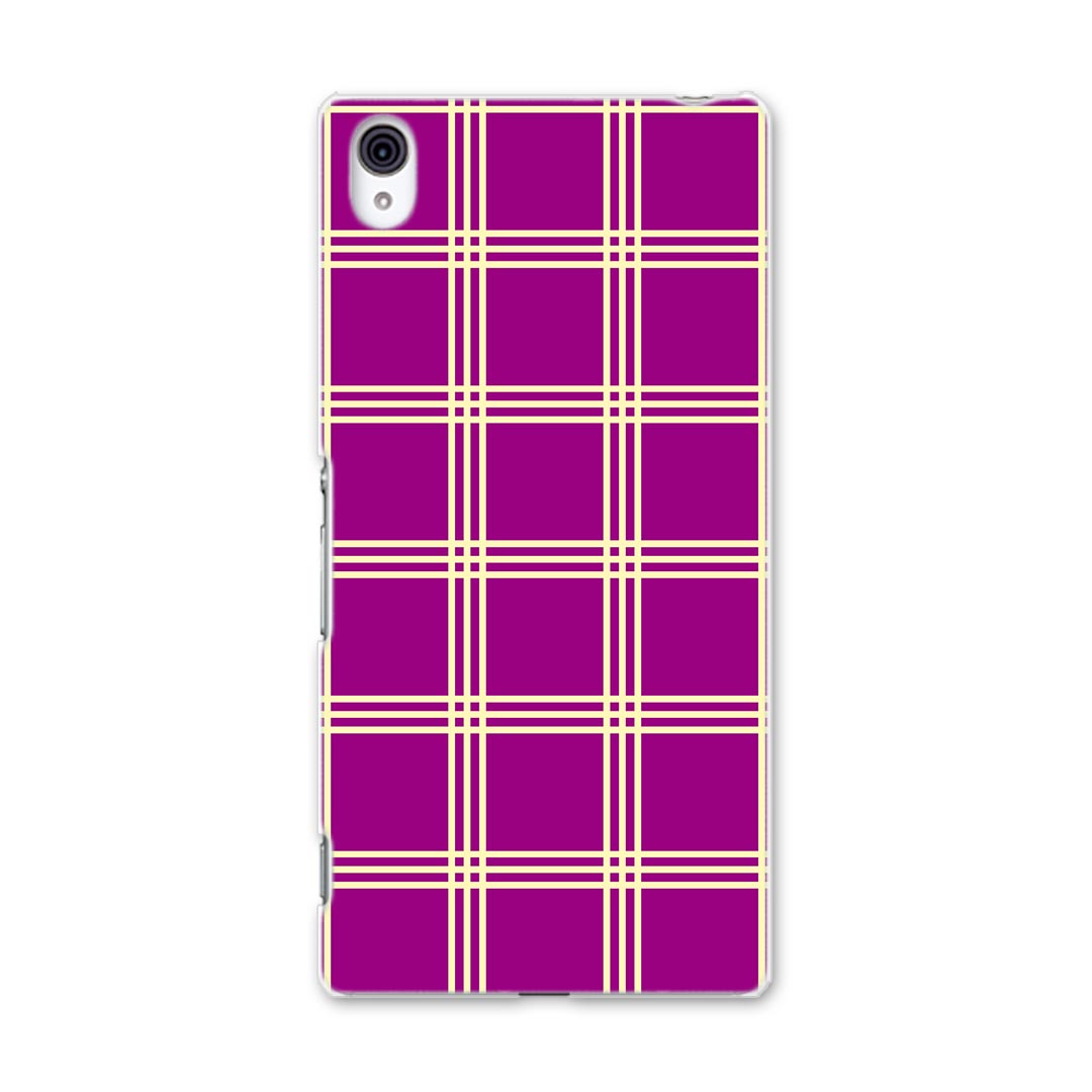 Rakuten - SO-03G Xperia Z4 エクスペリア so03g docomo ドコモ スマホ カバー スマホケース スマホカバー TPU ソフトケース チェック 模様 紫 チェック・ボーダー その他 004415