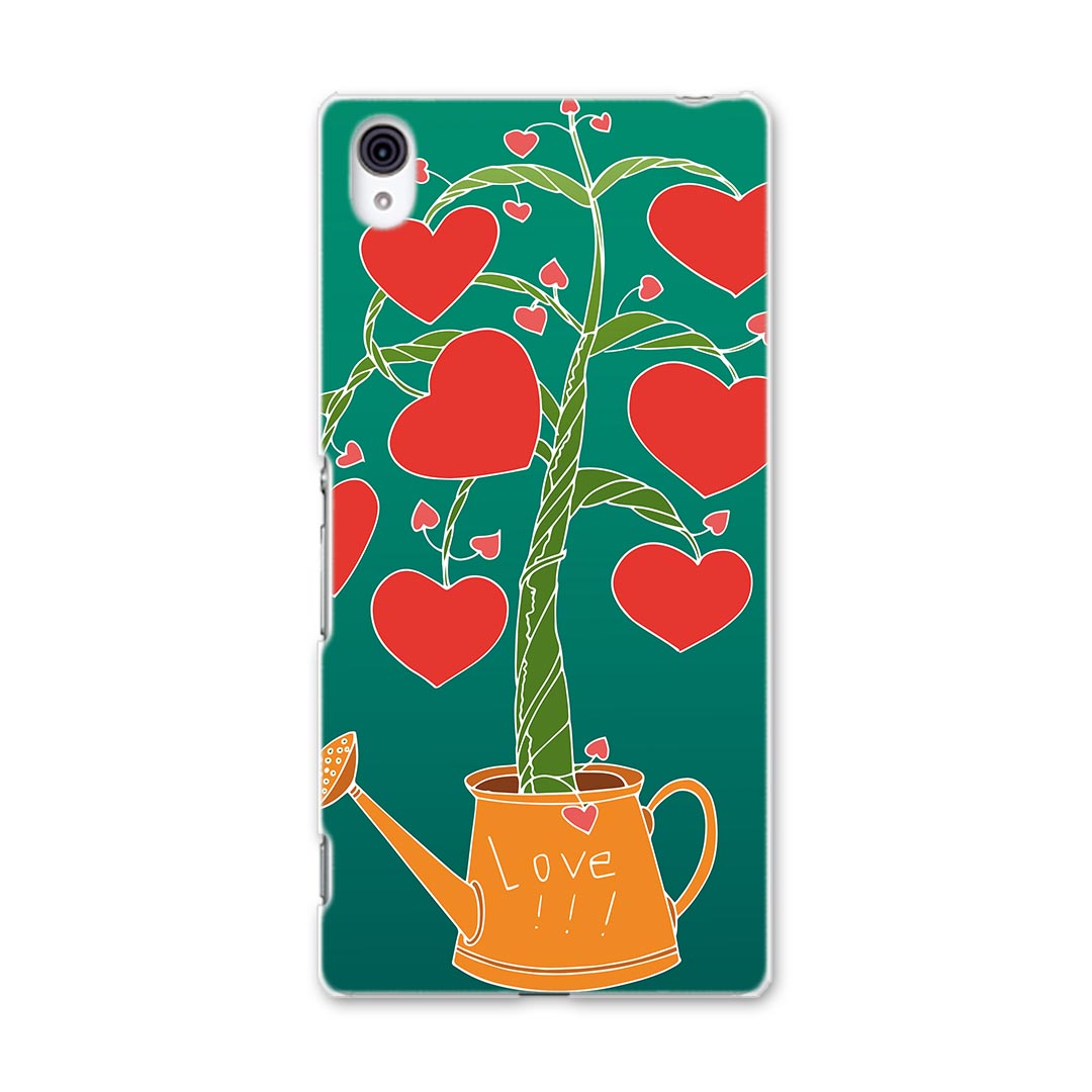 SO-03G Xperia Z4 エクスペリア so03g docomo ドコモ スマホ カバー スマホケース スマホカバー TPU ソフトケース ハート LOVE 緑 ラブリー 004926(2.0)