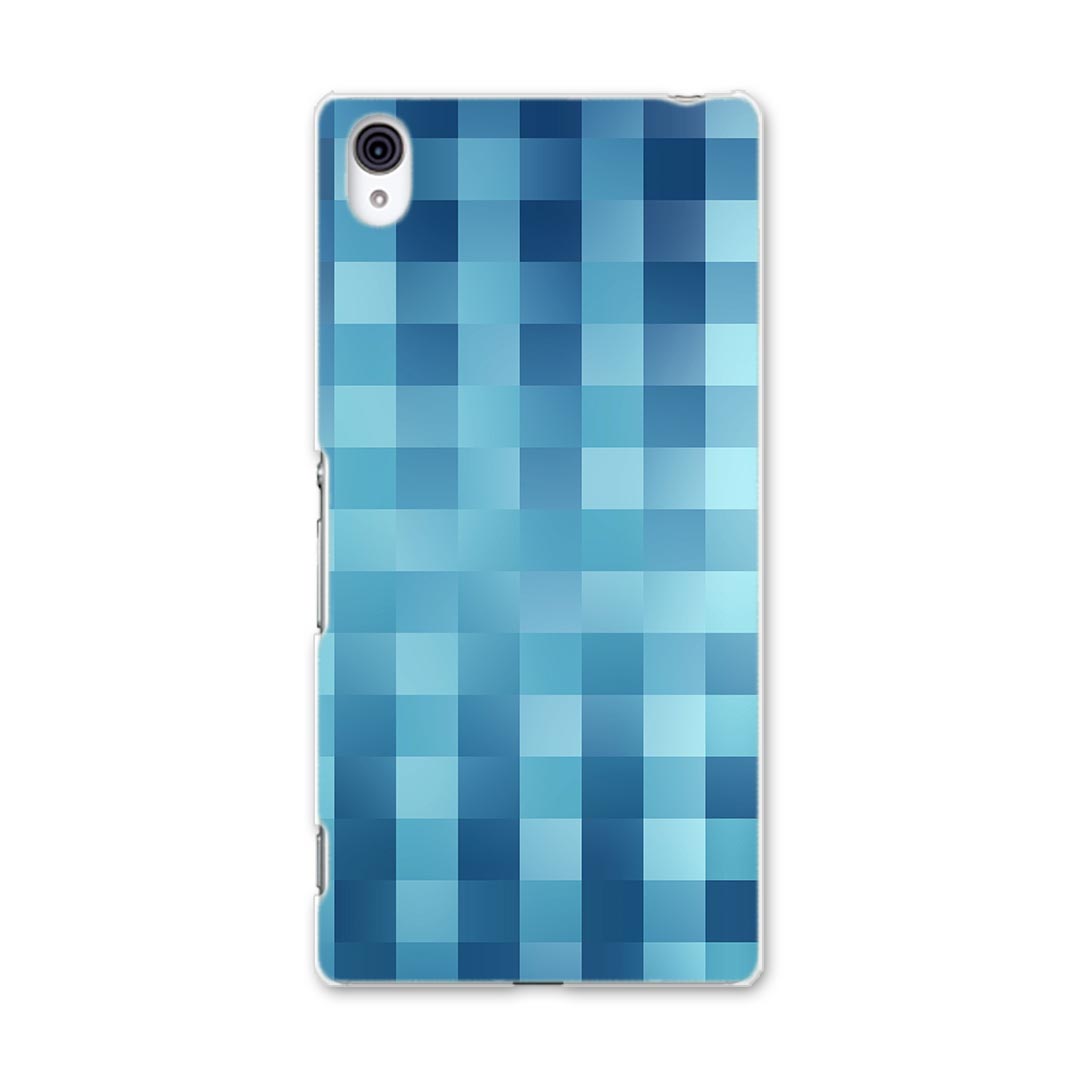 Rakuten - SO-03G Xperia Z4 エクスペリア so03g docomo ドコモ スマホ カバー スマホケース スマホカバー TPU ソフトケース チェック 青 ブルー 模様 木目 007335
