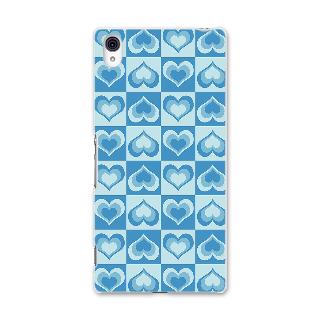 乐天商城 - SO-03G Xperia Z4 エクスペリア so03g docomo ドコモ スマホ カバー スマホケース スマホカバー TPU ソフトケース 青 ブルー 水色 ハート 模様 チェック・ボーダー 008646