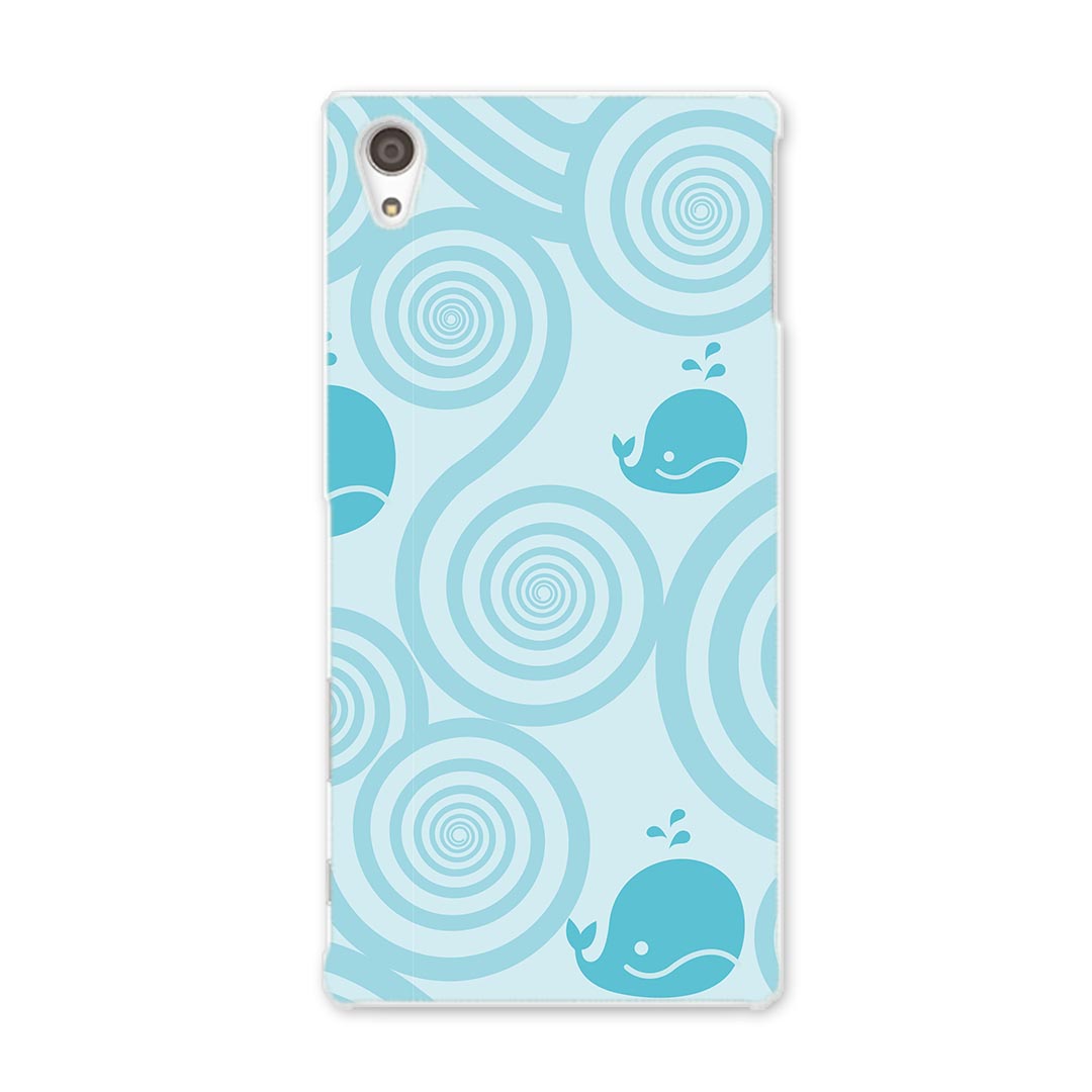 SO-03H Xperia Z5 premium エクスペリア so03h docomo ドコモ スマホ カバー スマホケース スマホカバー PC ハードケース くじら 動物 水色 チェック・ボーダー 003931