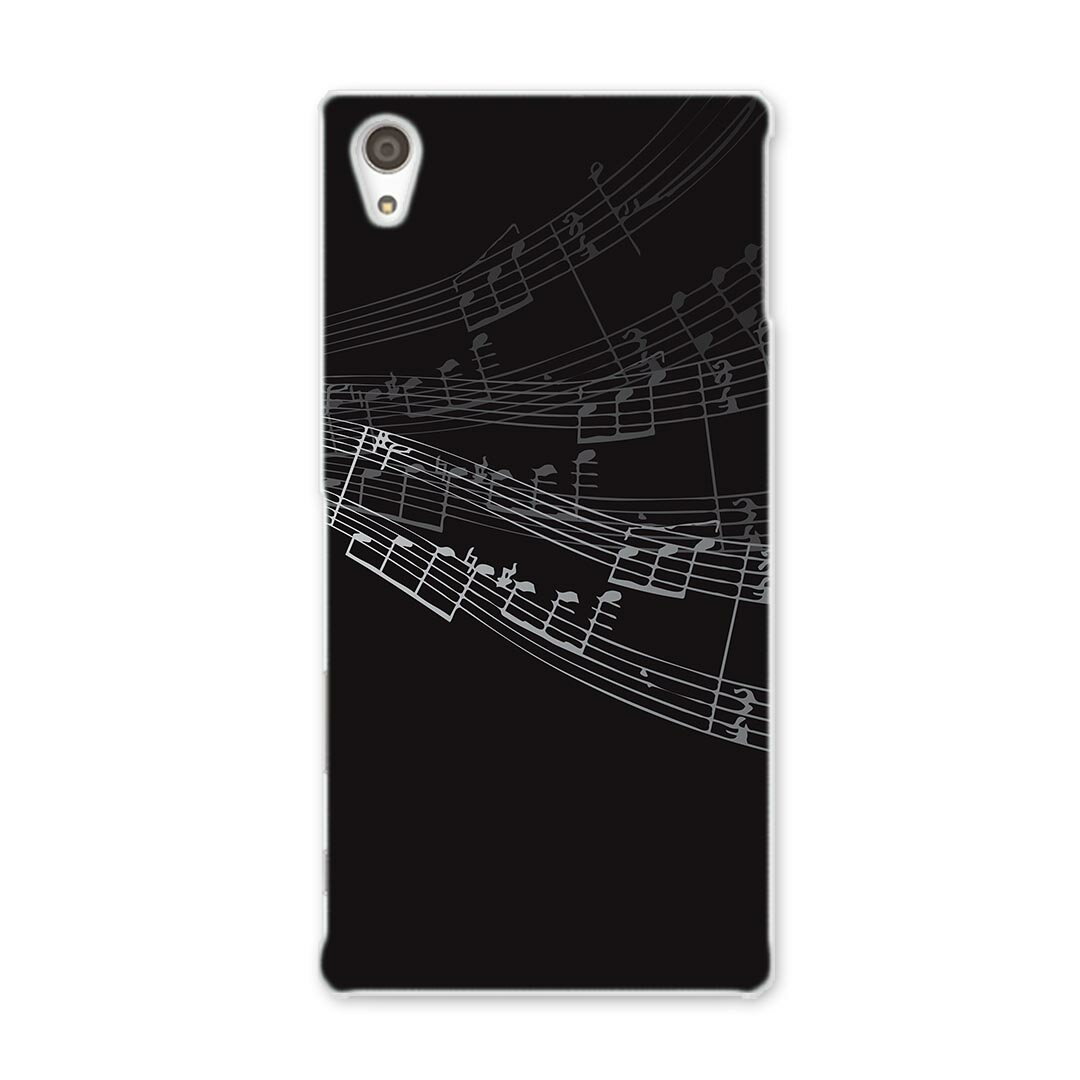SO-03H Xperia Z5 premium エクスペリア so03h docomo ドコモ スマホ カバー スマホケース スマホカバー PC ハードケース 黒 ブラック 音符 楽譜 ハート ラブリー 008511