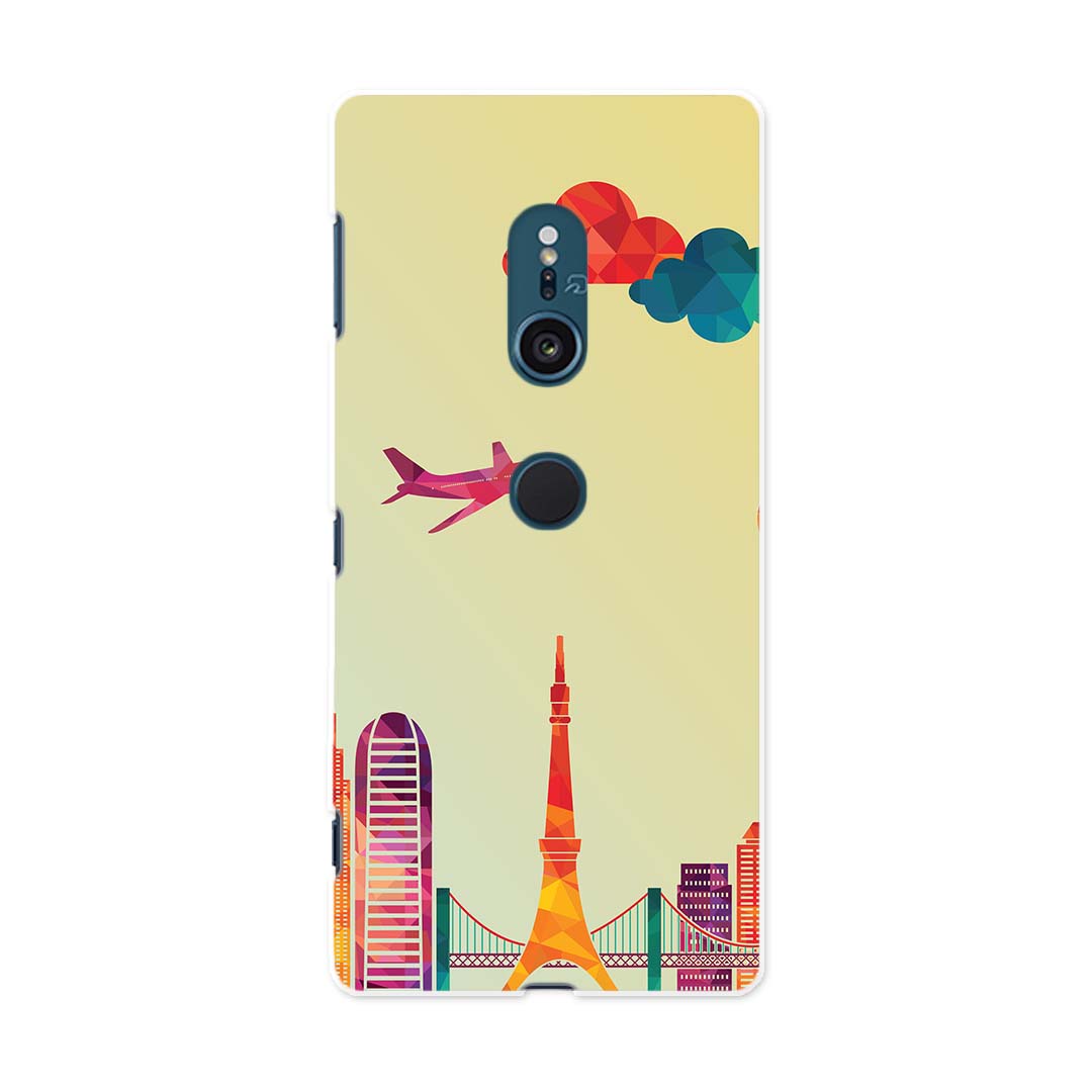 SOV37 Xperia XZ2 エクスペリア エックスゼットツー au エーユー スマホ カバー スマホケース スマホカバー PC ハードケース 010494 風景 気球 飛行機